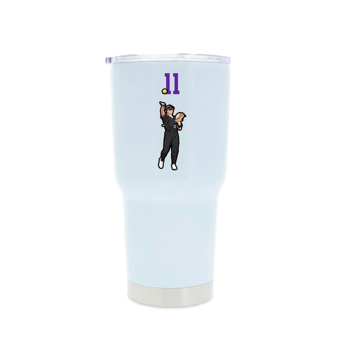 30oz Stainless Steel Tumbler — Number Top in White