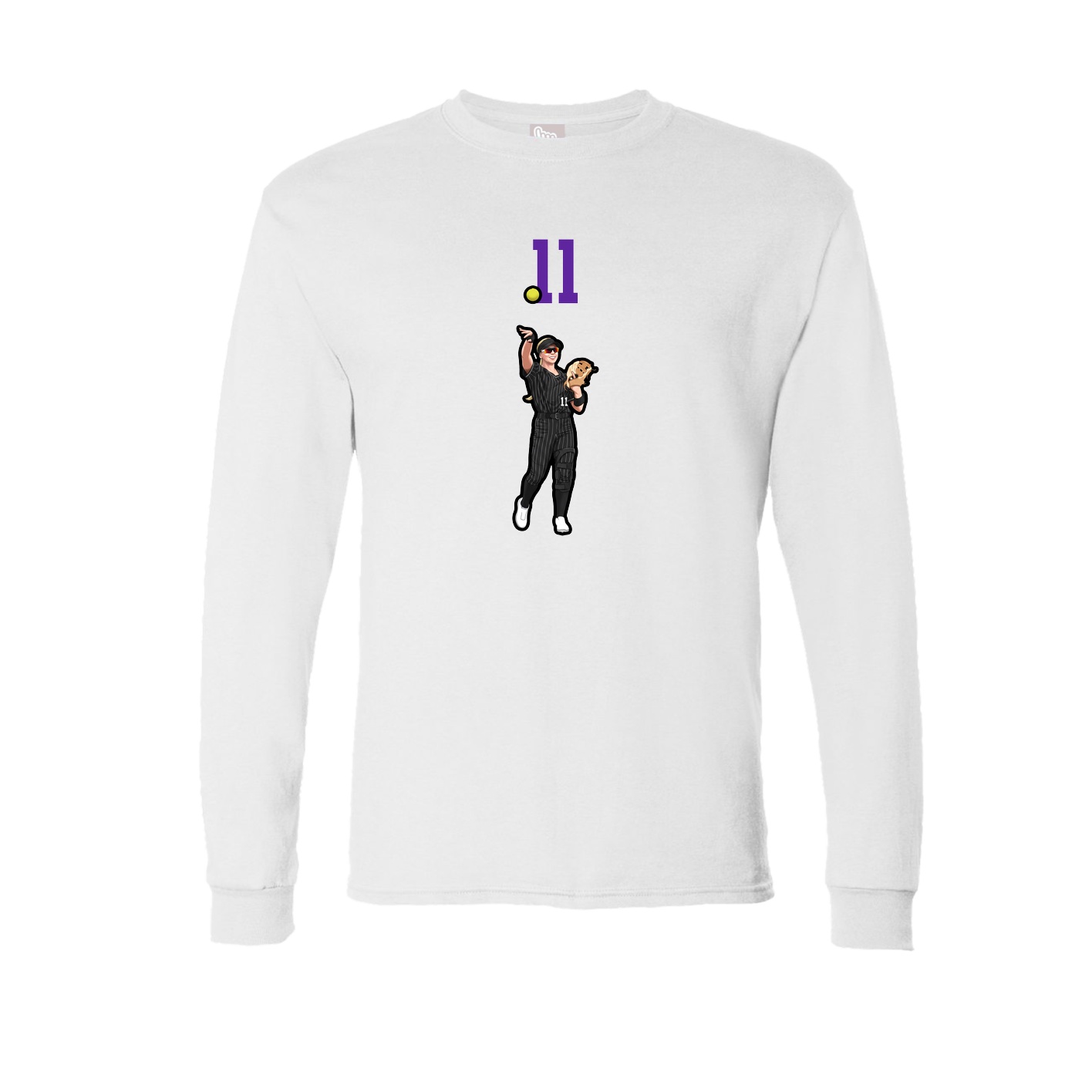 Long Sleeve Tee — Number Top in White