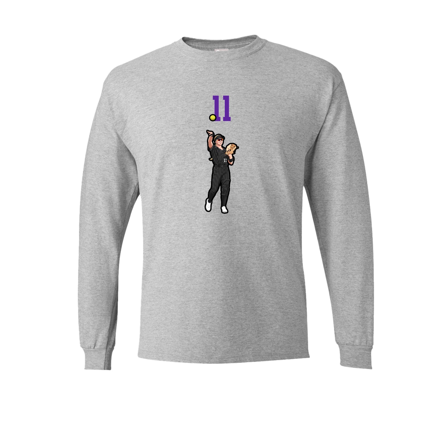 Long Sleeve Tee — Number Top in Grey