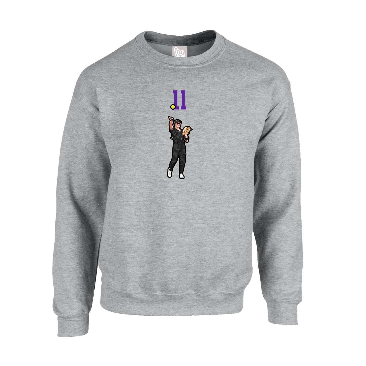 Fleece Crew — Number Top in Grey