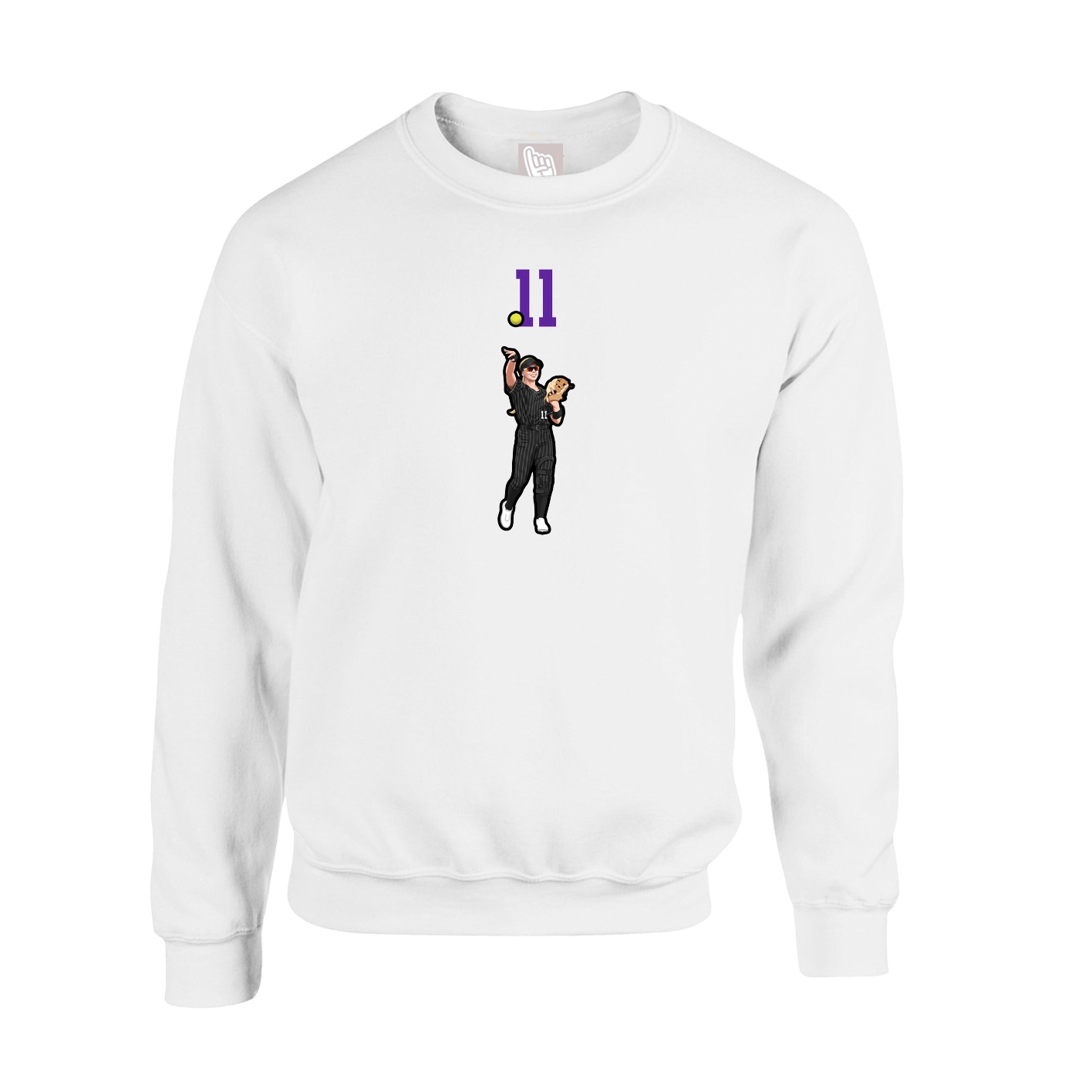 Fleece Crew — Number Top in White