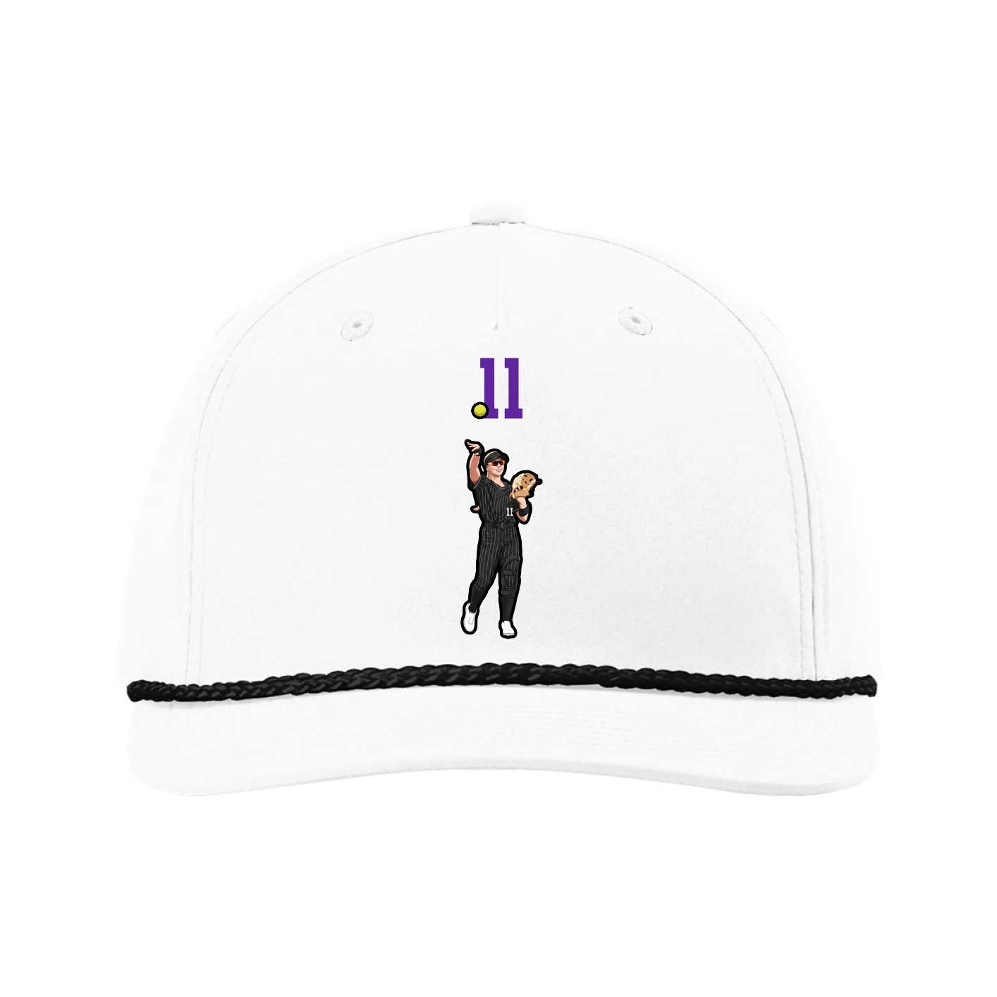 Five-Panel Classic Rope Cap — Number Top in White