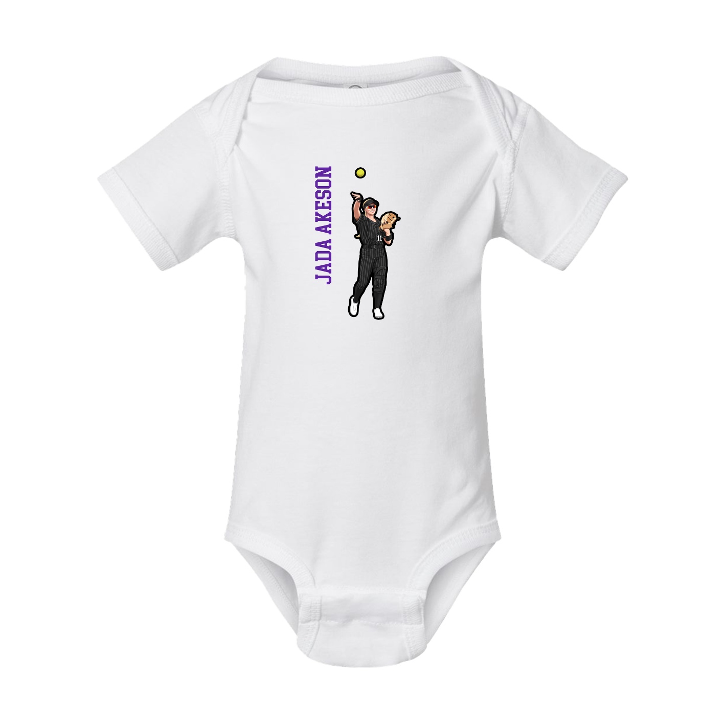 Baby Onesie — Name Vertical in White