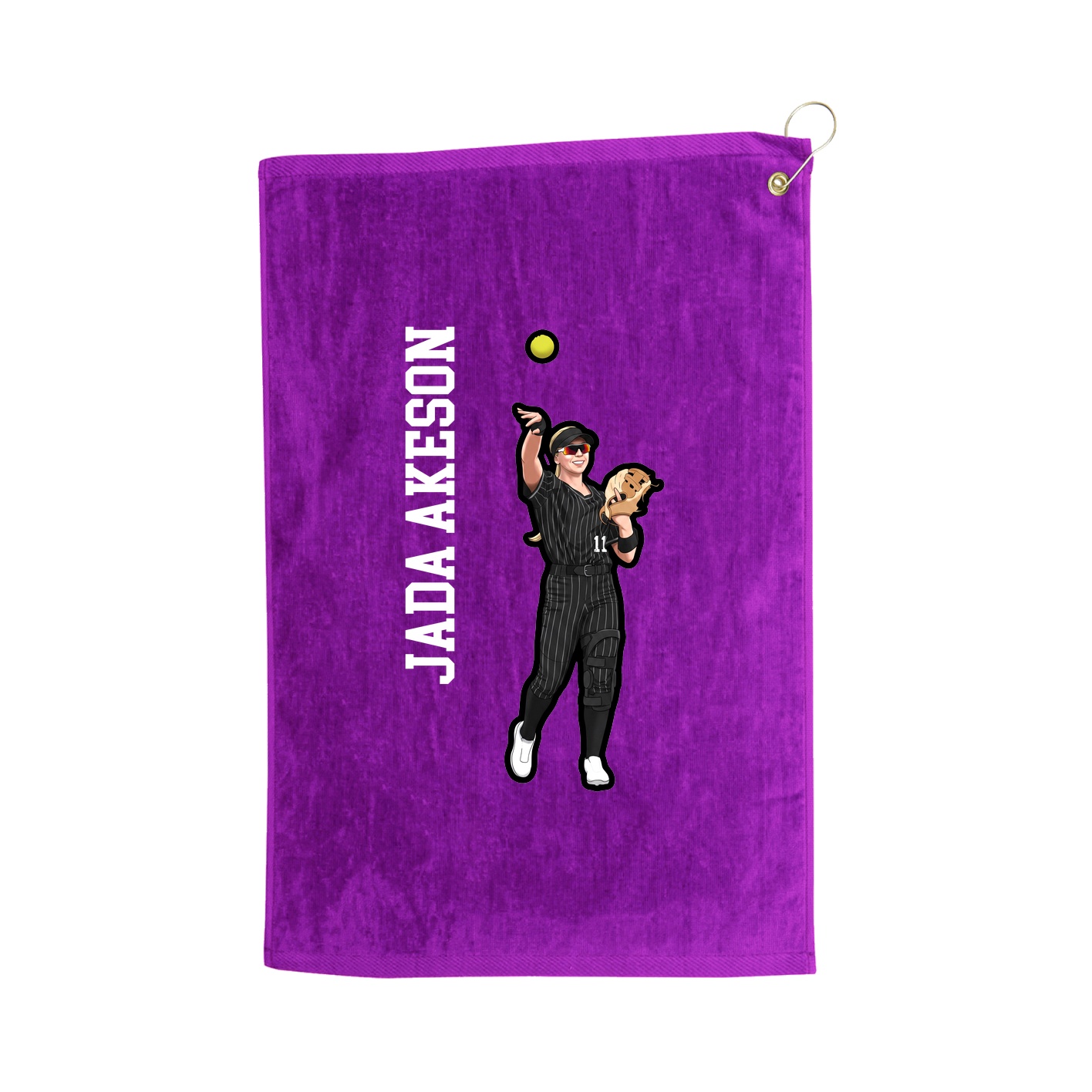Golf Towel — Name Vertical in Purple
