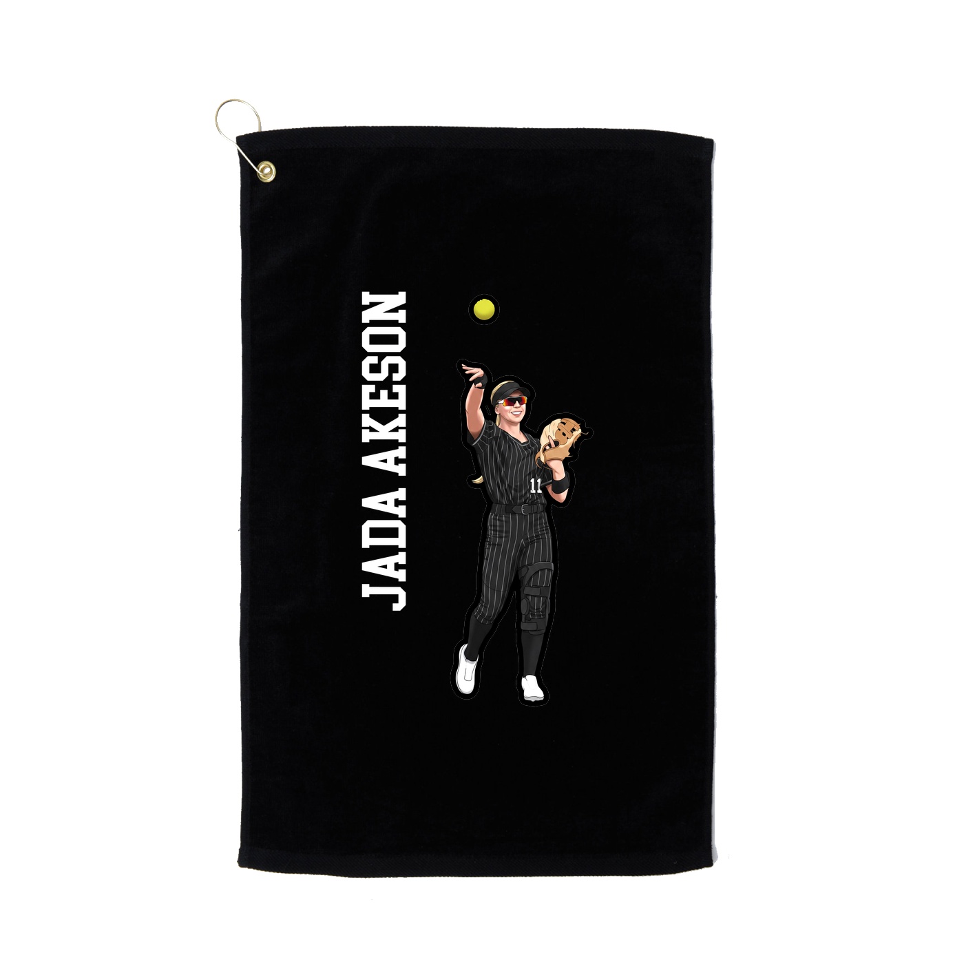Golf Towel — Name Vertical in Black