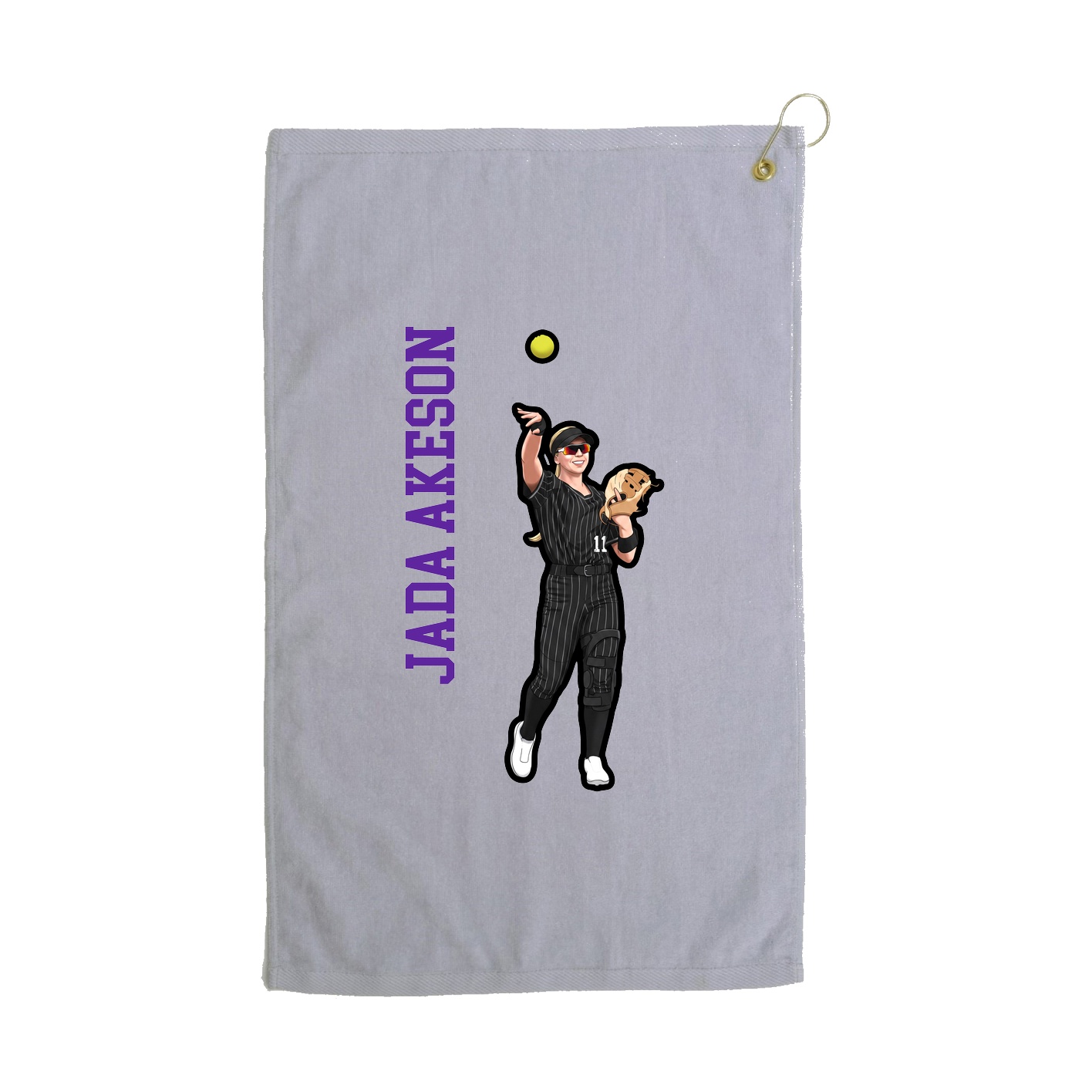 Golf Towel — Name Vertical in Grey