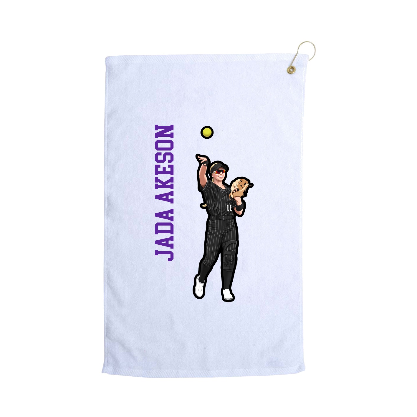 Golf Towel — Name Vertical in White