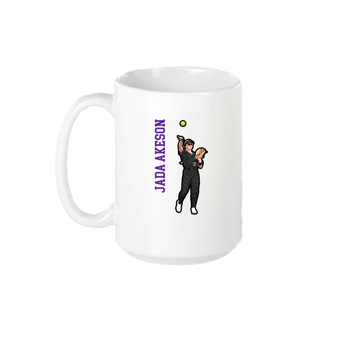 15oz Coffee Mug — Name Vertical in White