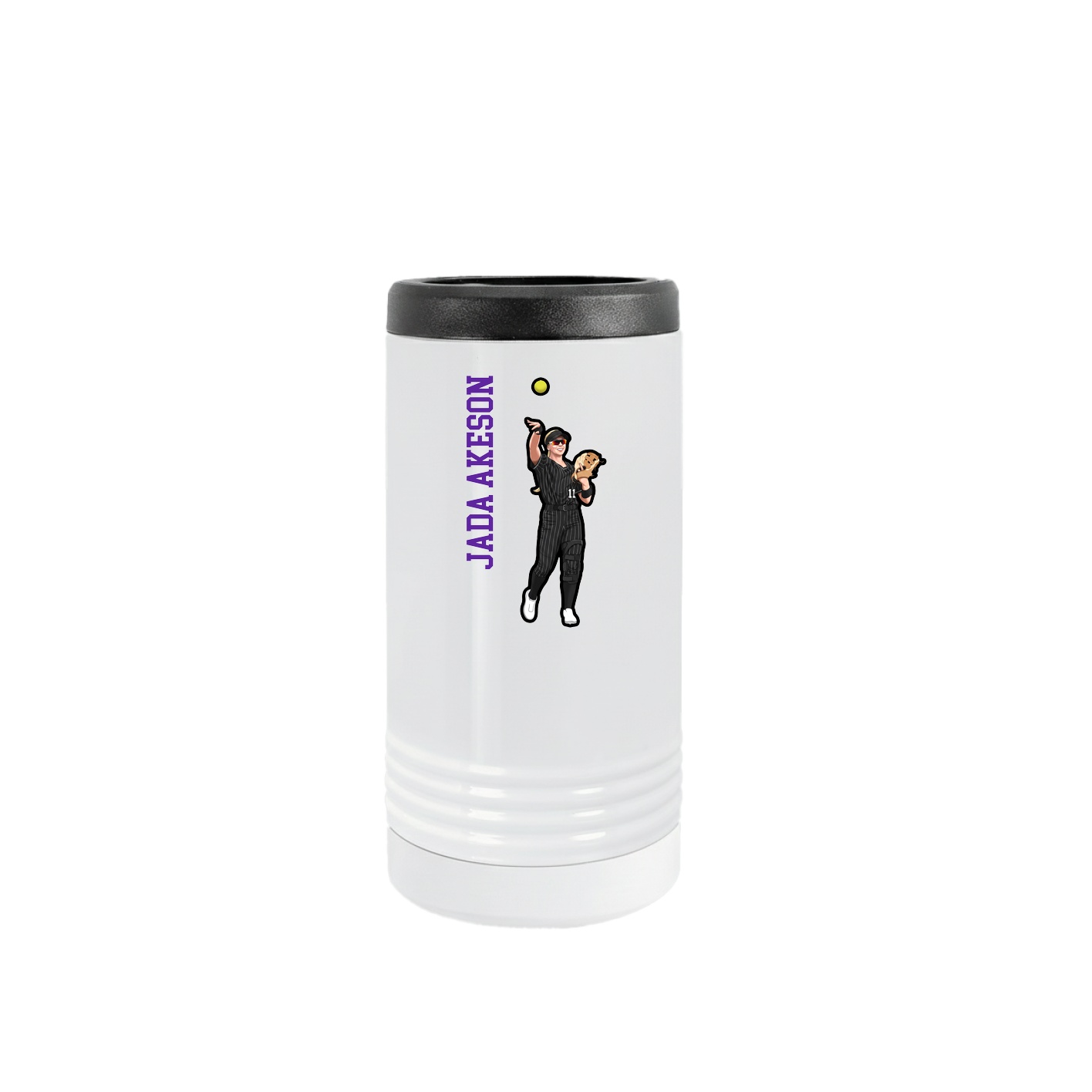 Slim Beverage Holder — Name Vertical in White