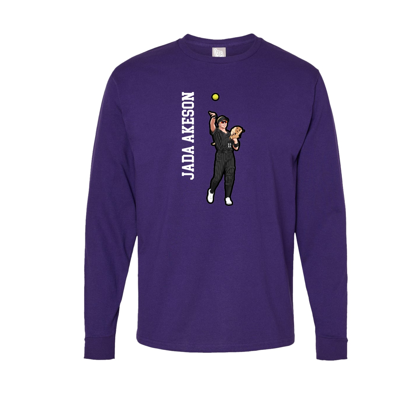 Long Sleeve Tee — Name Vertical in Purple