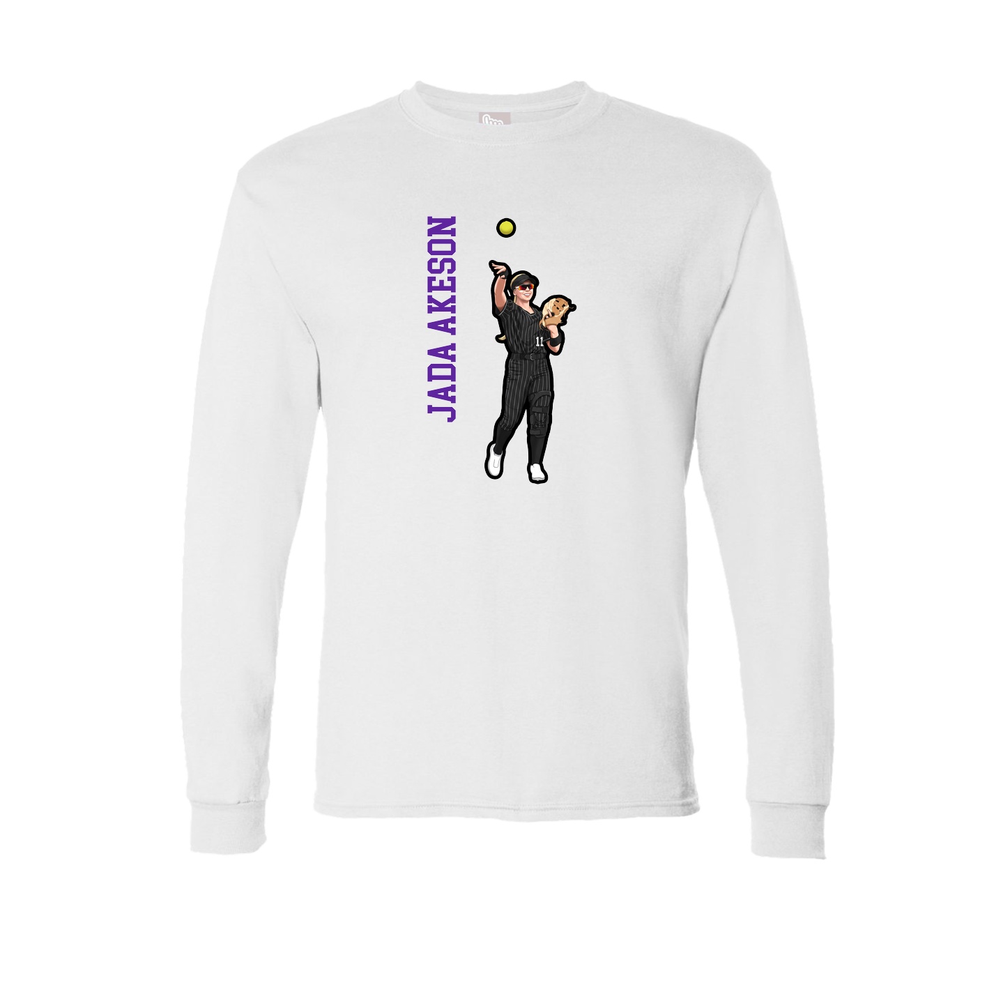 Long Sleeve Tee — Name Vertical in White