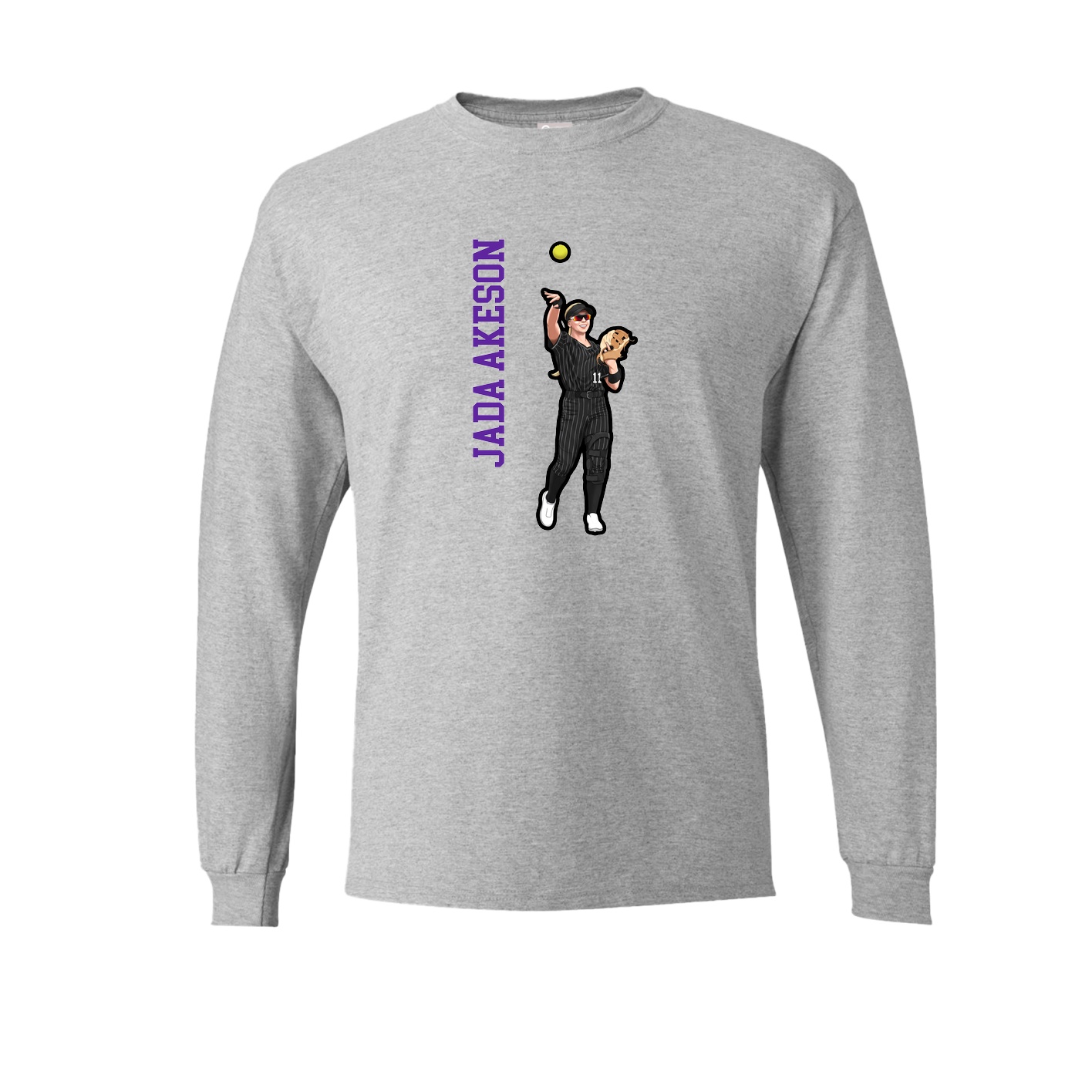 Long Sleeve Tee — Name Vertical in Grey