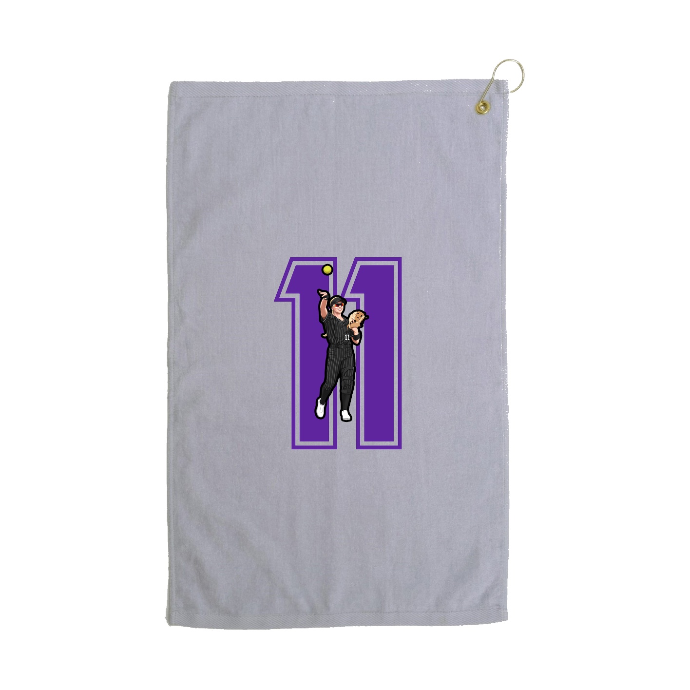 Golf Towel — Number in Grey