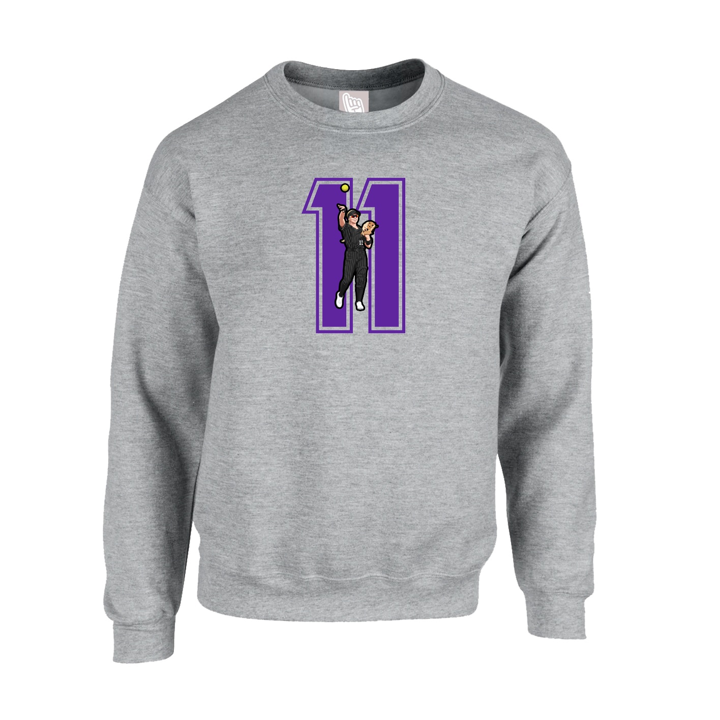 Fleece Crew — Number in Grey