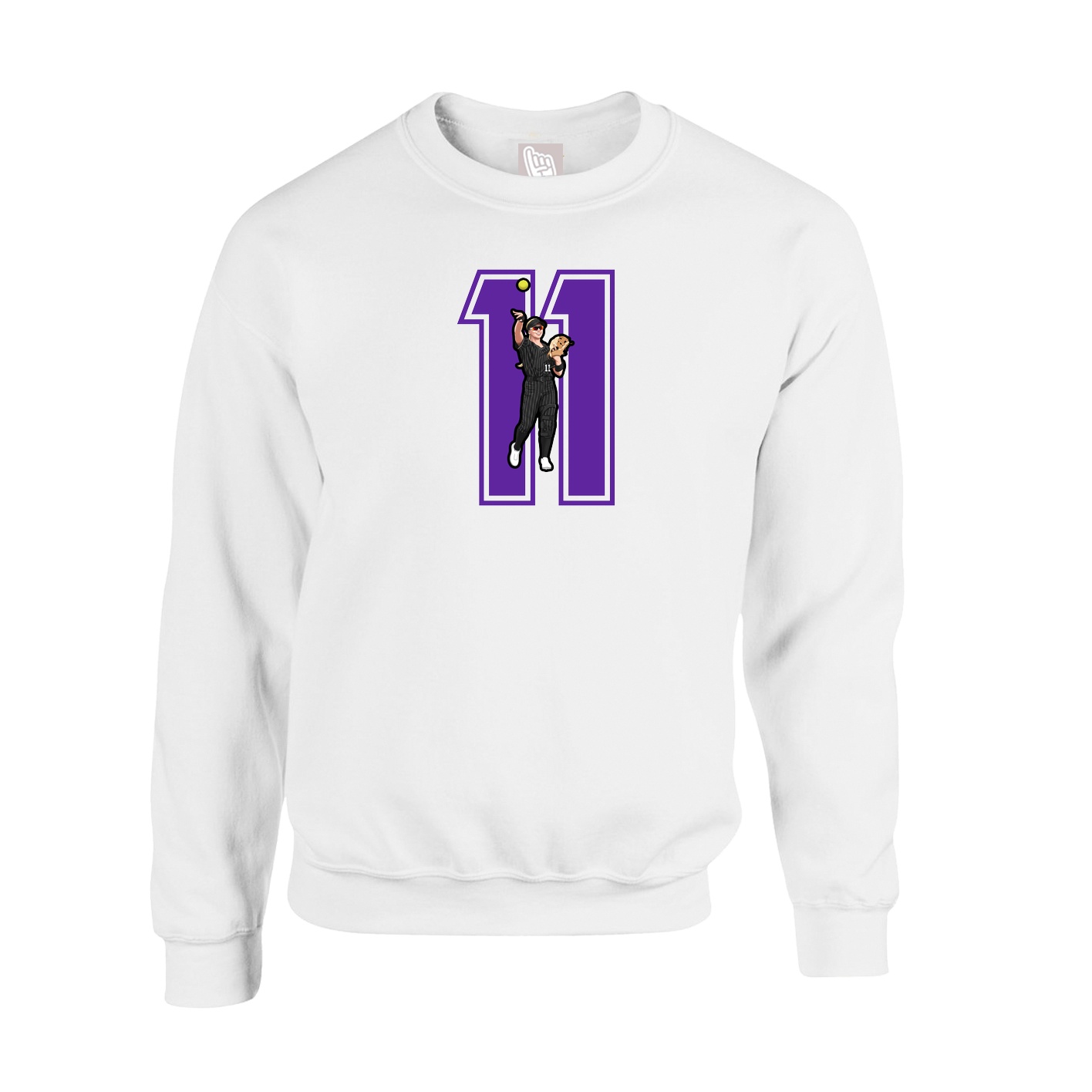 Fleece Crew — Number in White