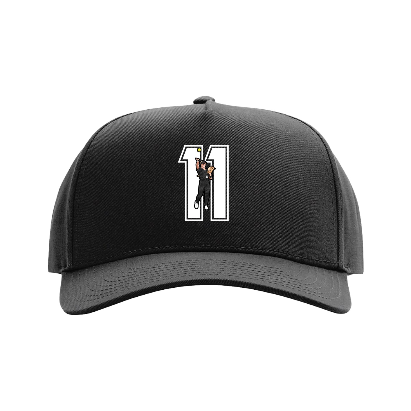 Full Fabric Five-Panel Champ Cap — Number in Black