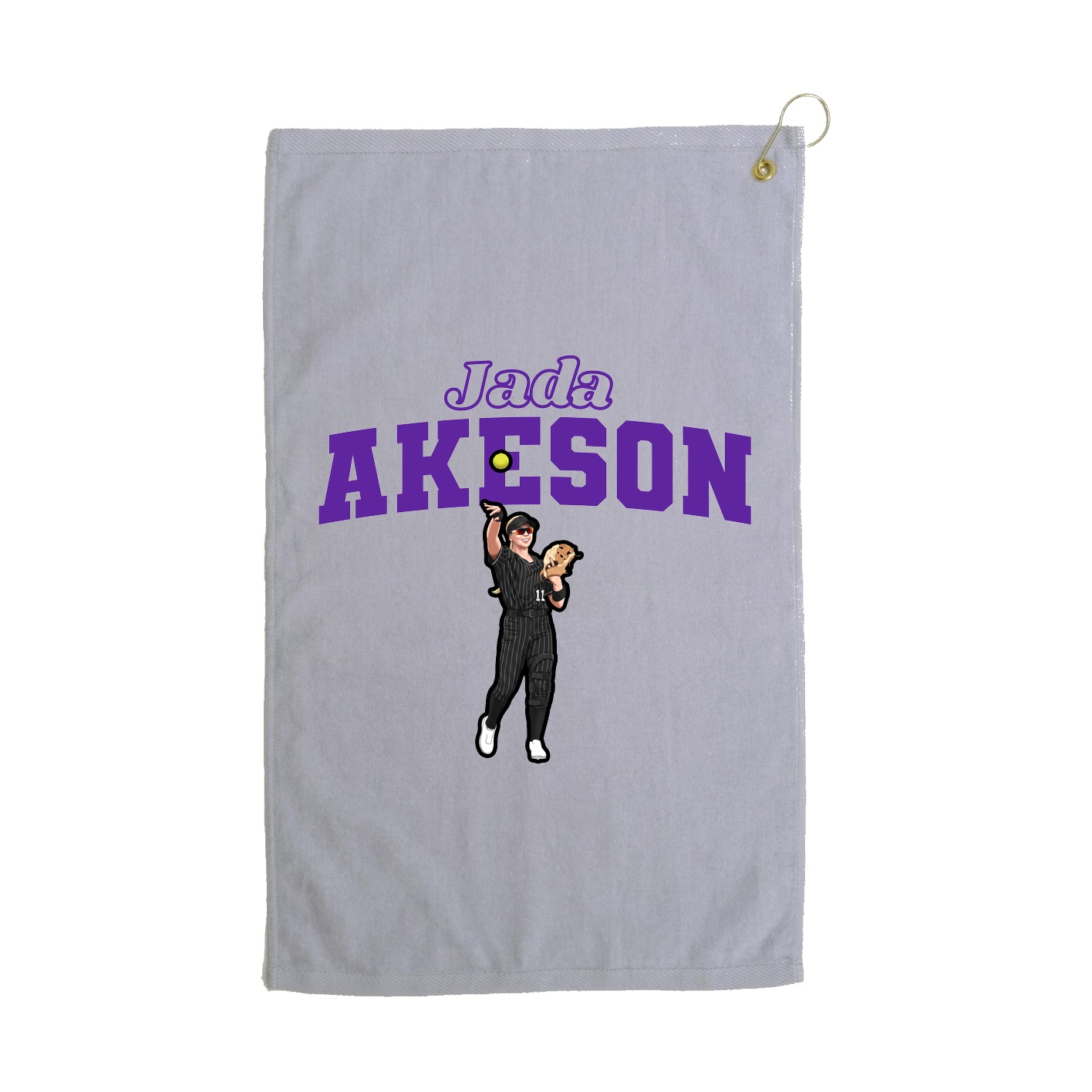 Golf Towel — Name Arch in Grey