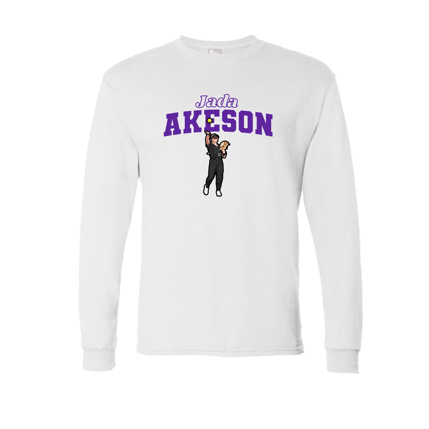 Long Sleeve Tee — Name Arch in White