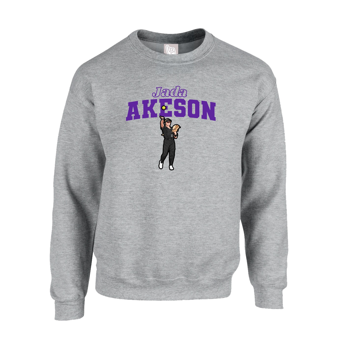 Fleece Crew — Name Arch in Grey