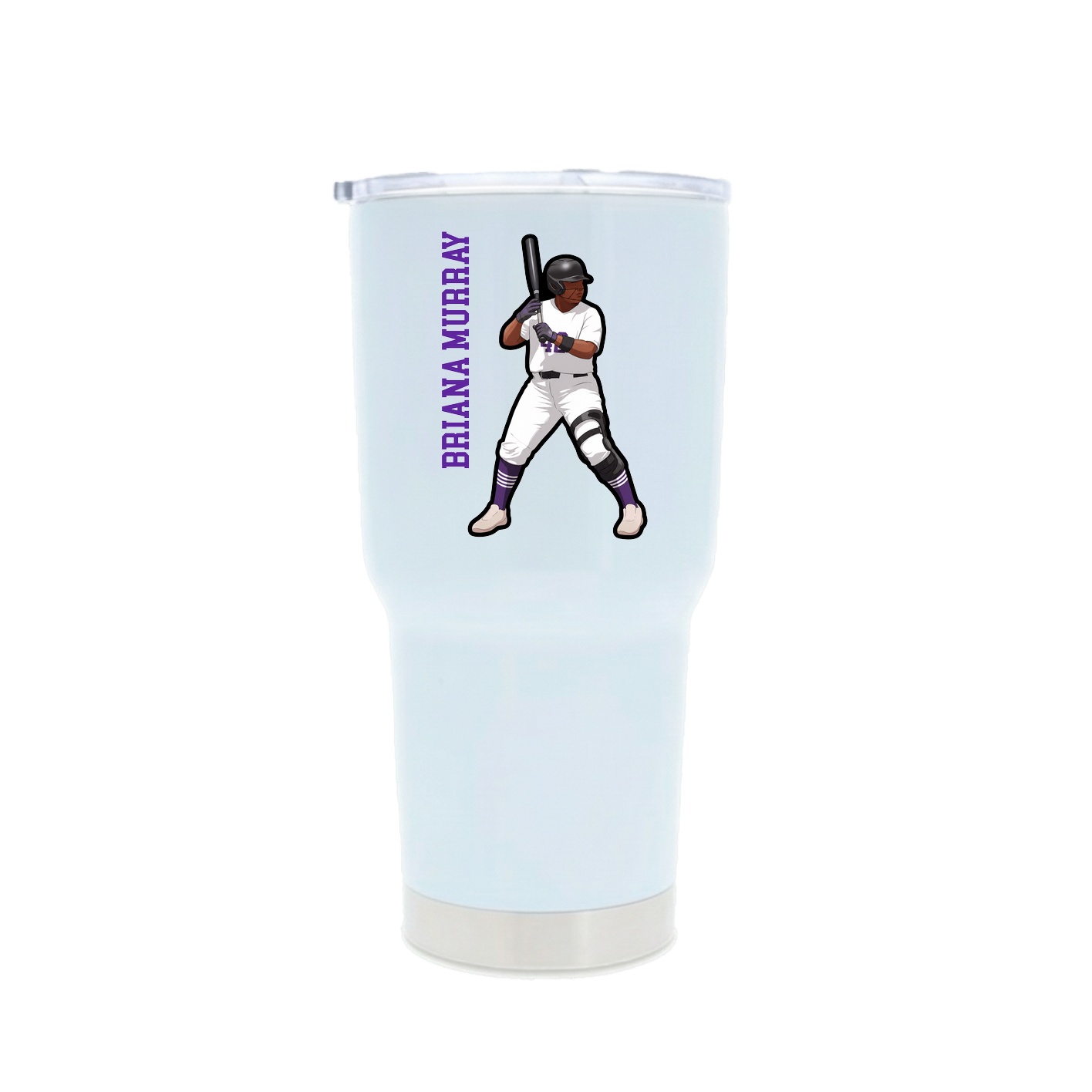 30oz Stainless Steel Tumbler — Name Vertical in White