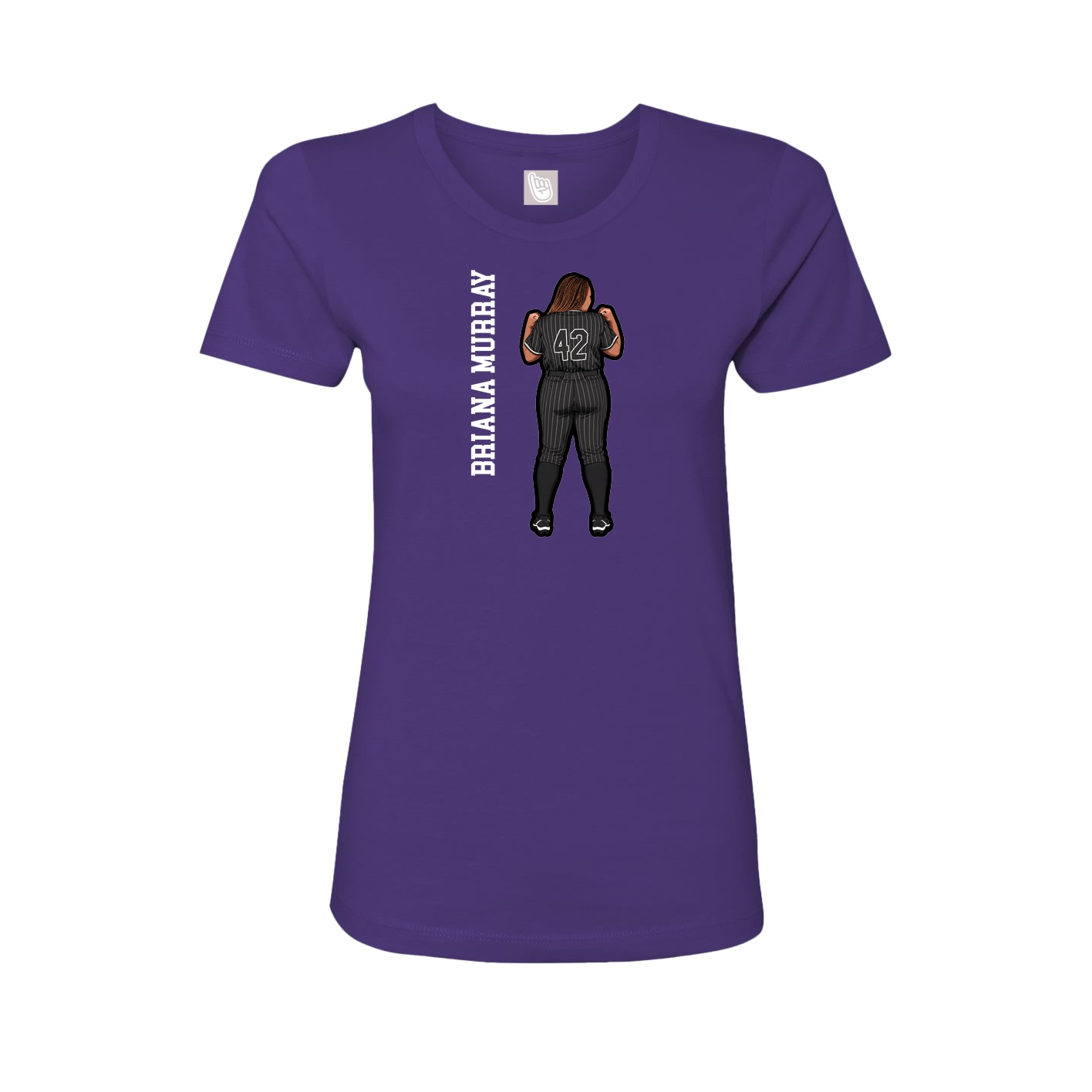 Fitted Women's Tee — Name Vertical in Purple
