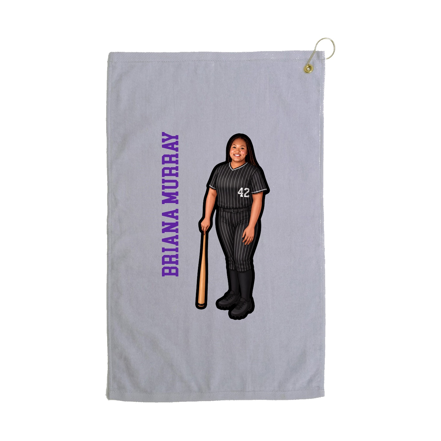 Golf Towel — Name Vertical in Grey