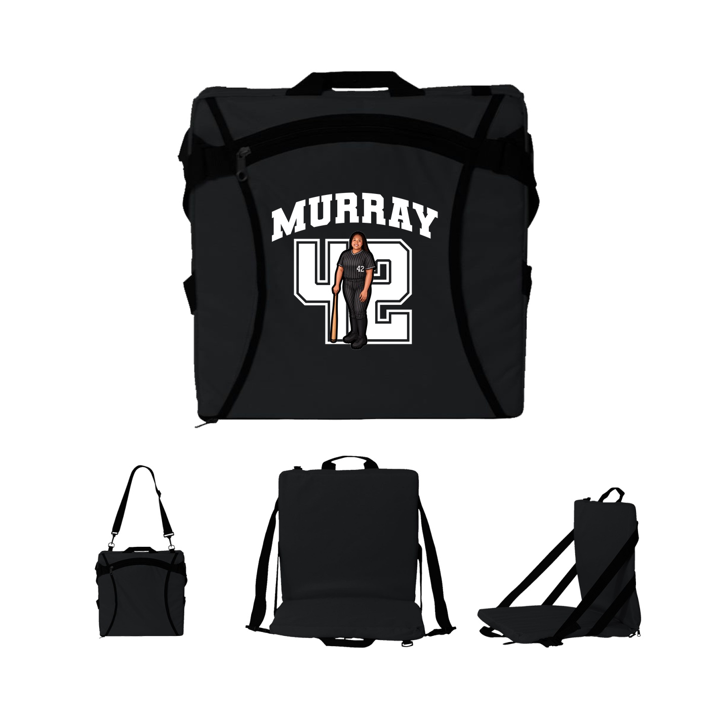 Folding Stadium Seat — Number in Black