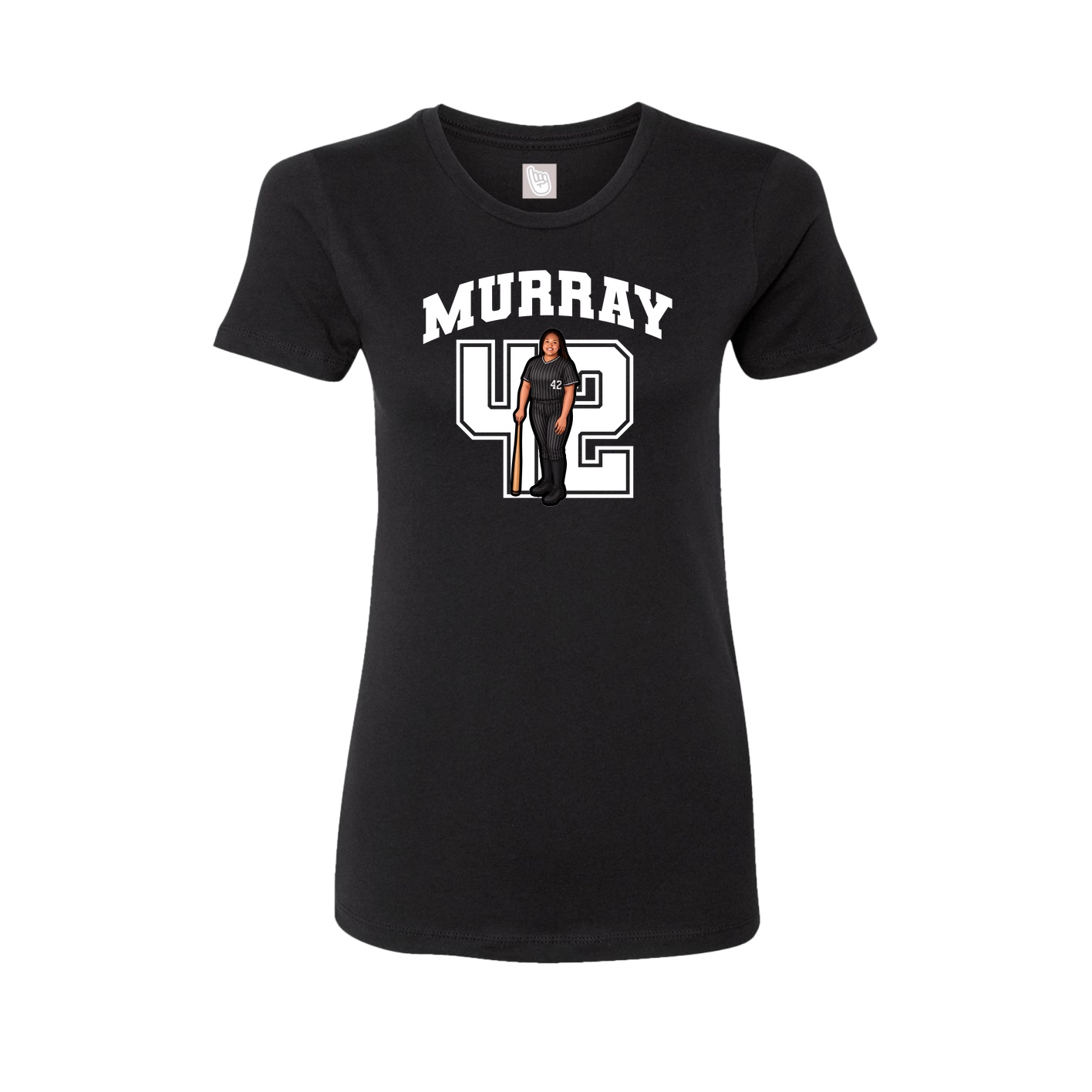 Fitted Women's Tee — Number in Black