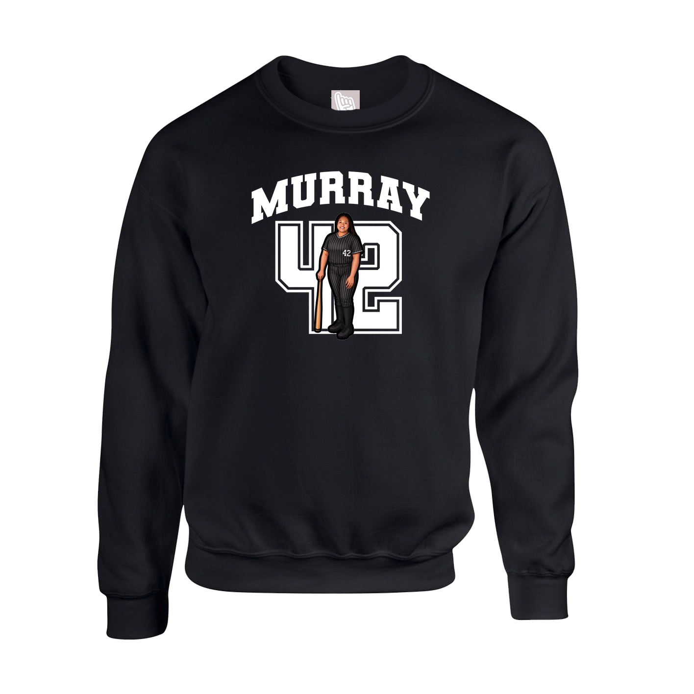Fleece Crew — Number in Black