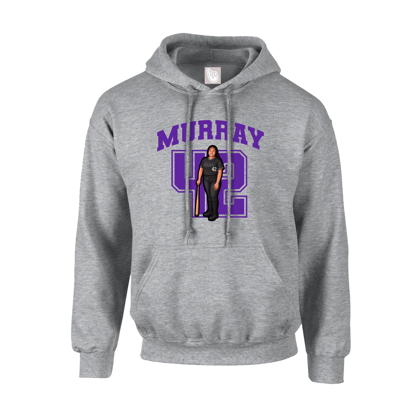 Youth Hoodie — Number in Grey