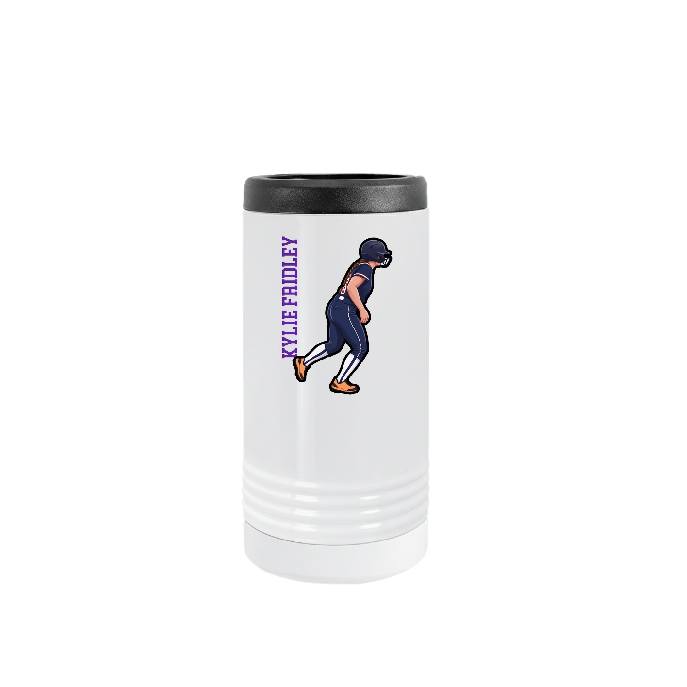 Slim Beverage Holder — Name Vertical in White