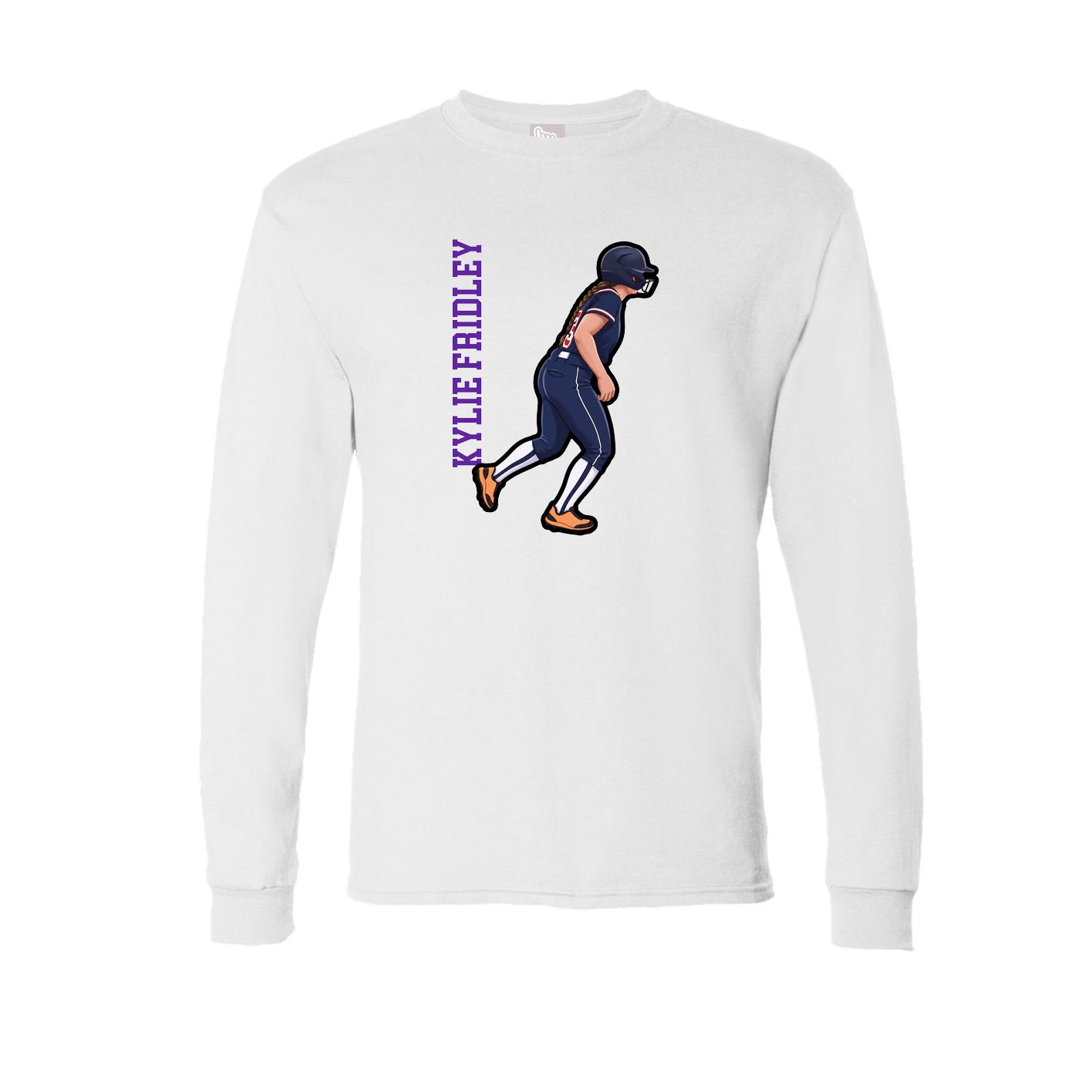 Long Sleeve Tee — Name Vertical in White