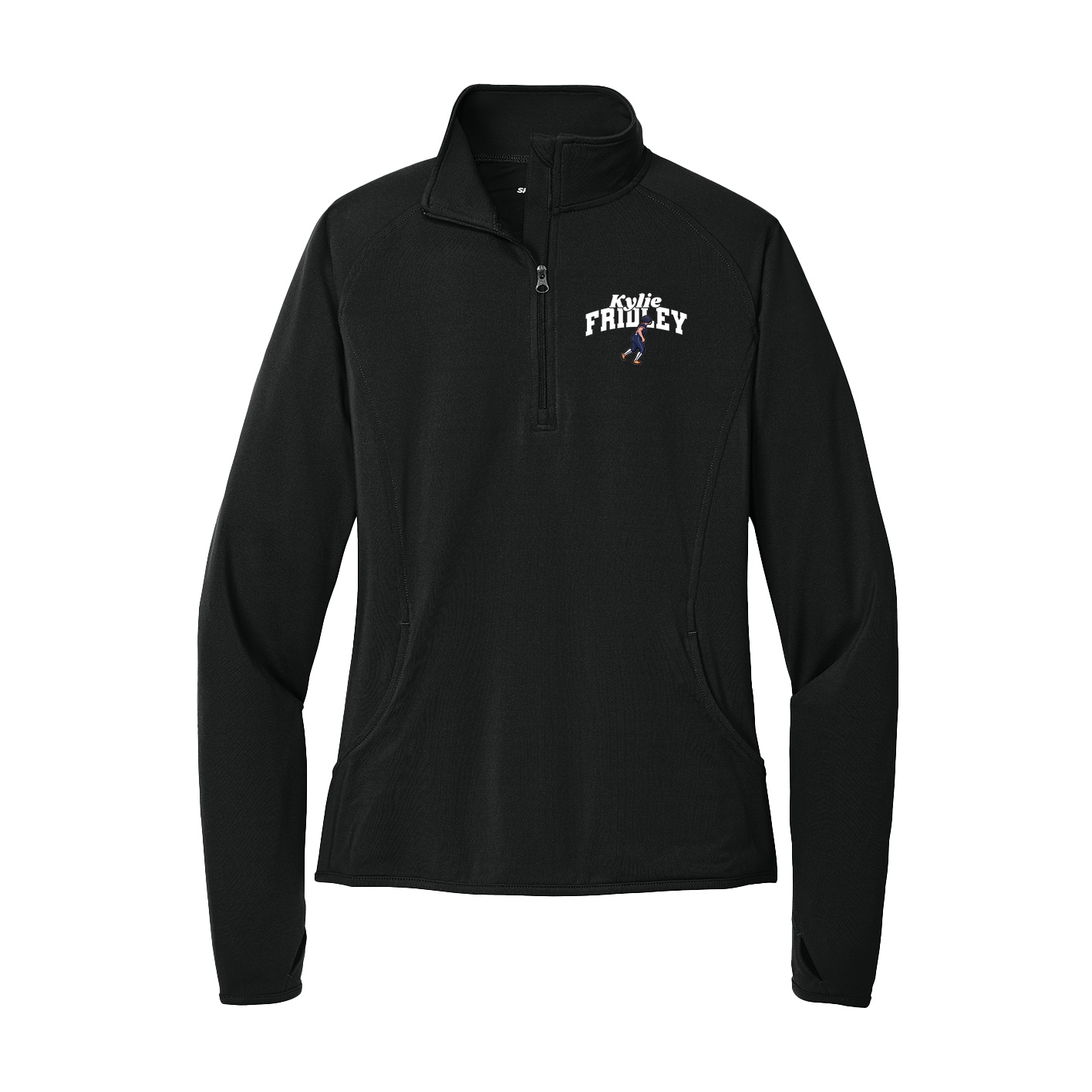 Women's Q-Zip Pullover — Signature Arch in Black