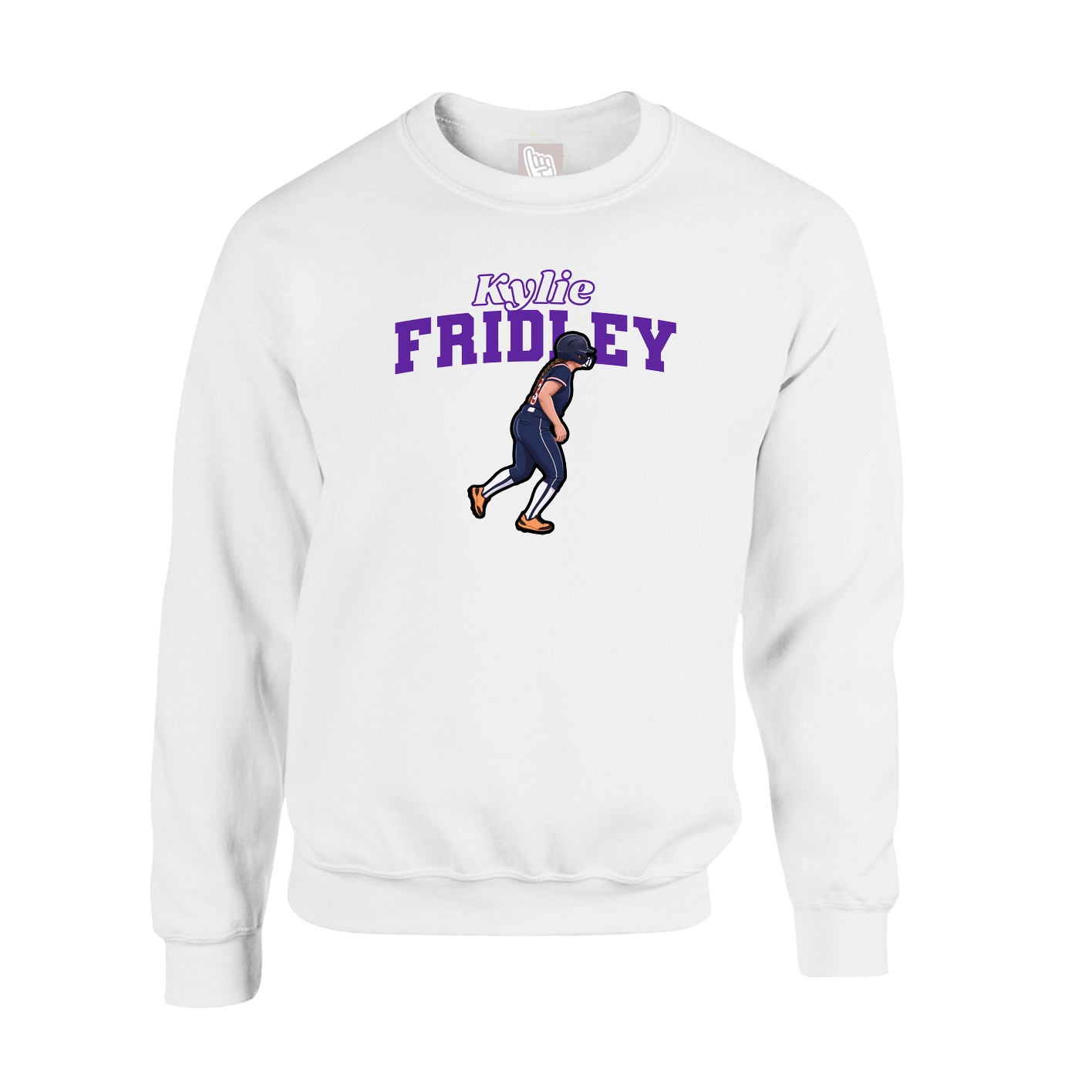 Fleece Crew — Name Arch in White