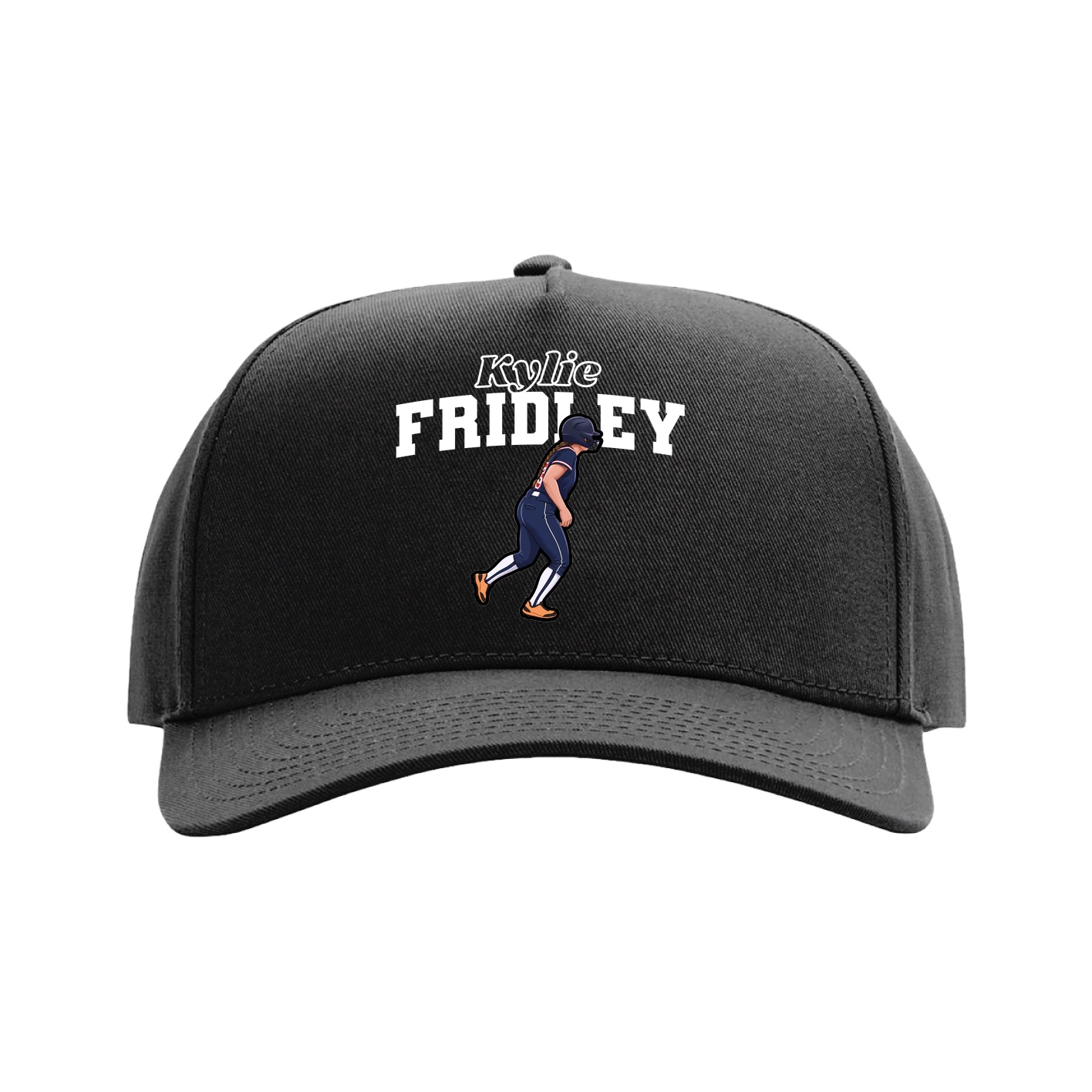 Full Fabric Five-Panel Champ Cap — Name Arch in Black