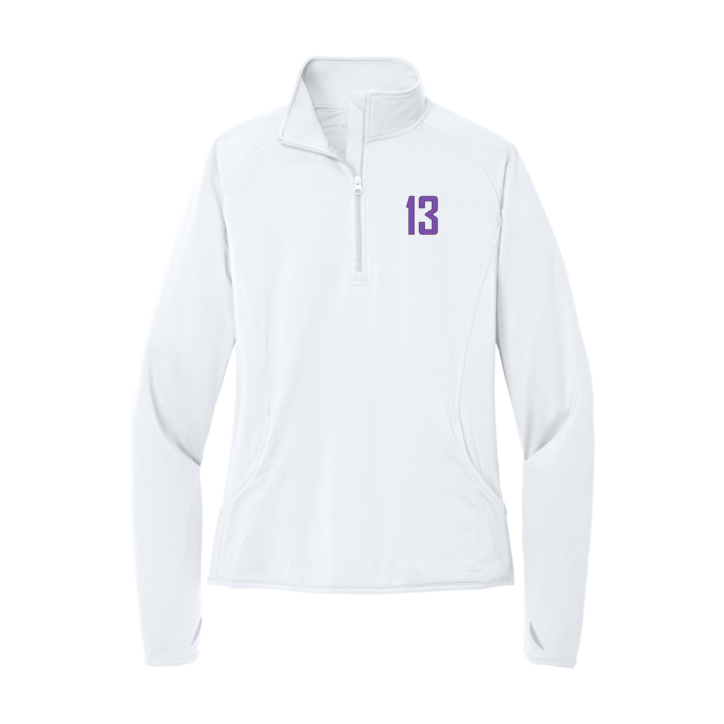 Women's Q-Zip Pullover — Front Shirsy in White