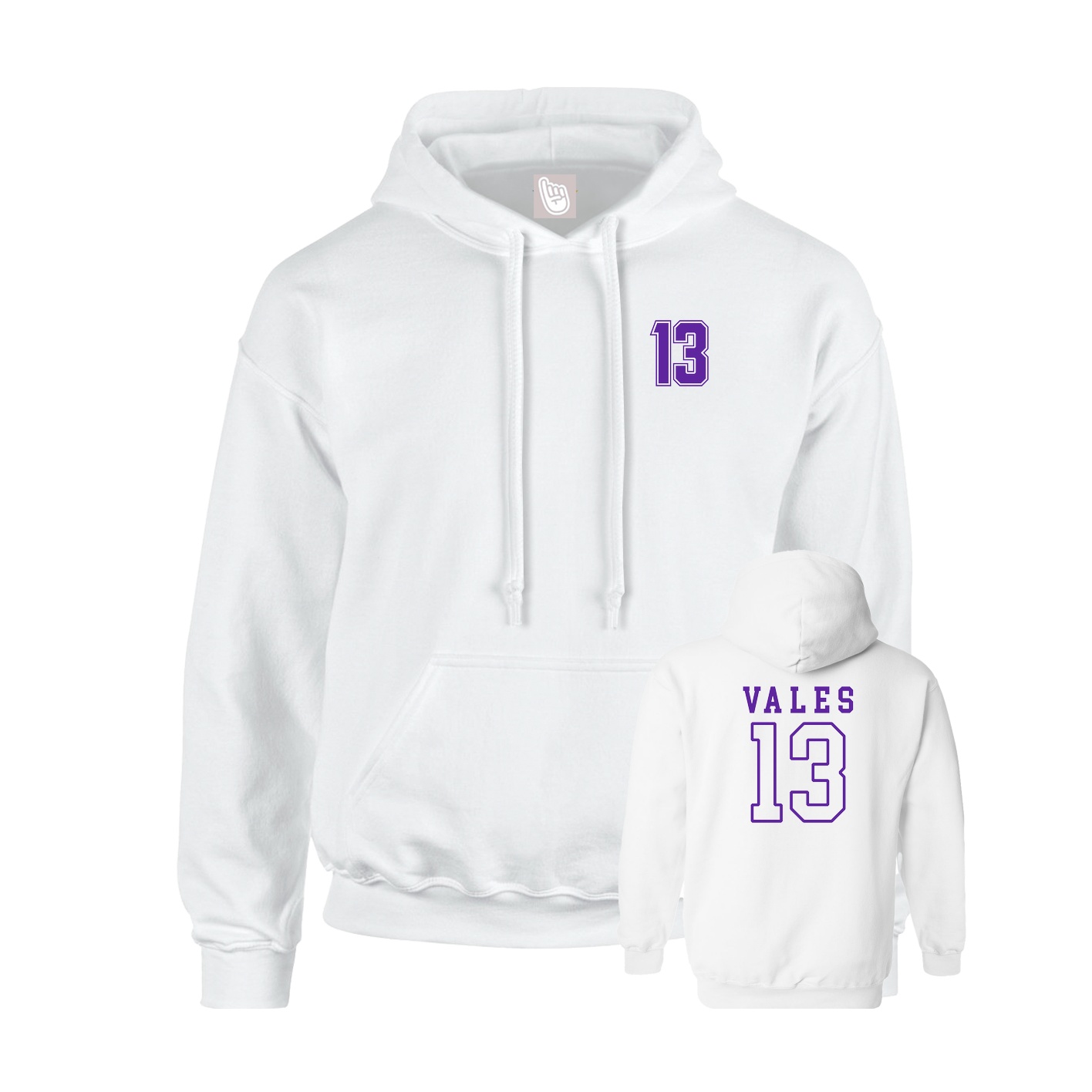 Youth Hoodie — Chest Back in White