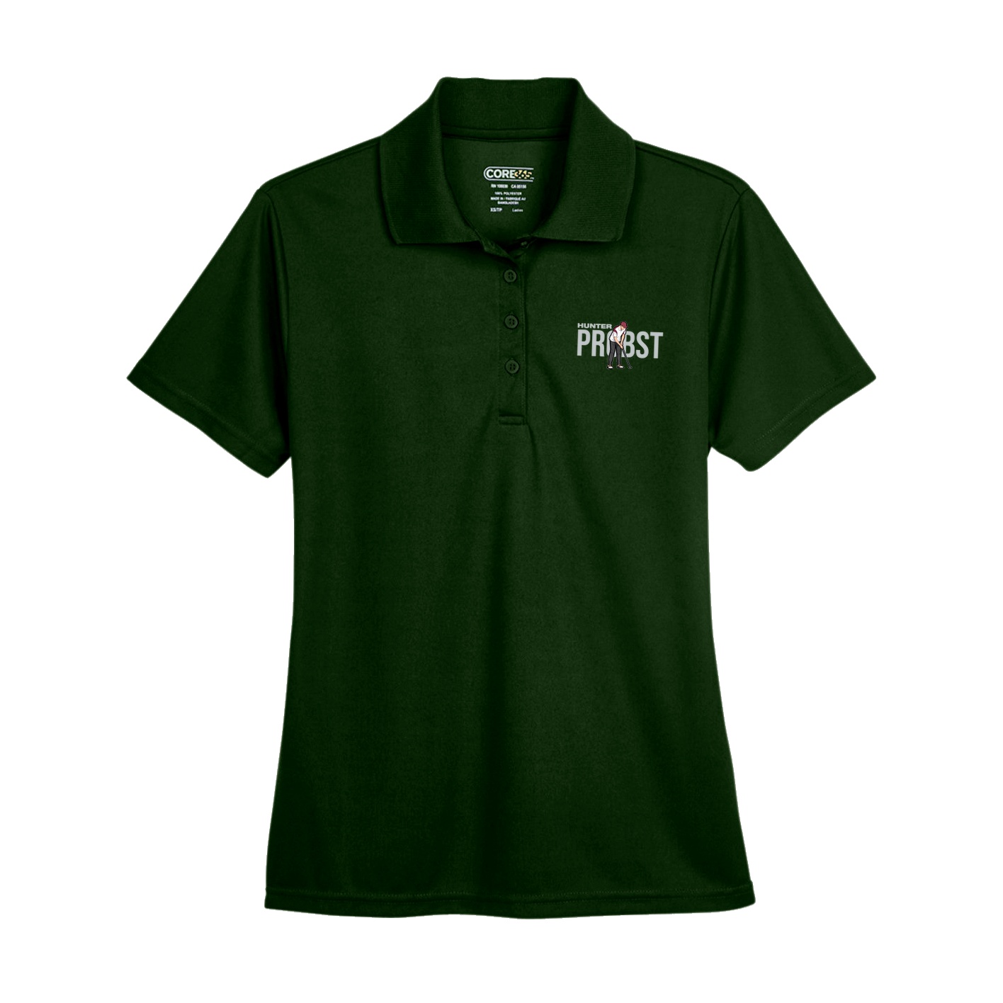 Womens Performance Polo — Player Name in Green