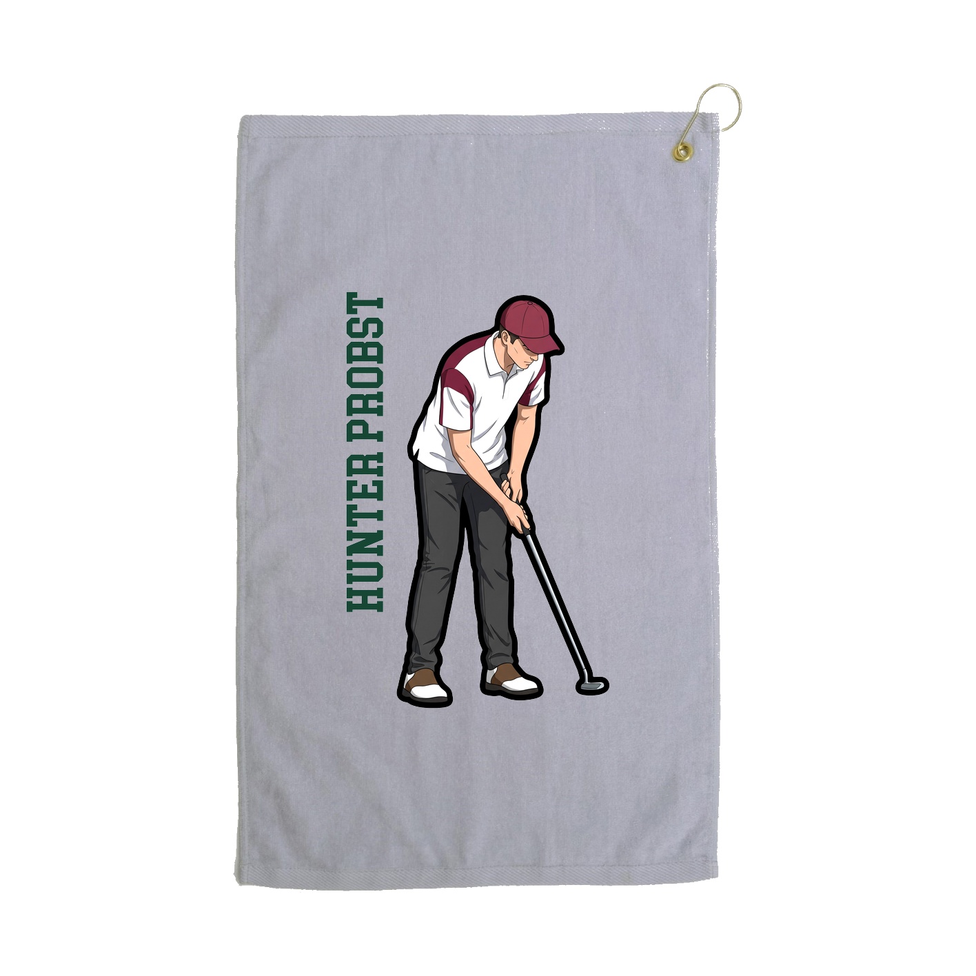 Golf Towel — Name Vertical in Grey