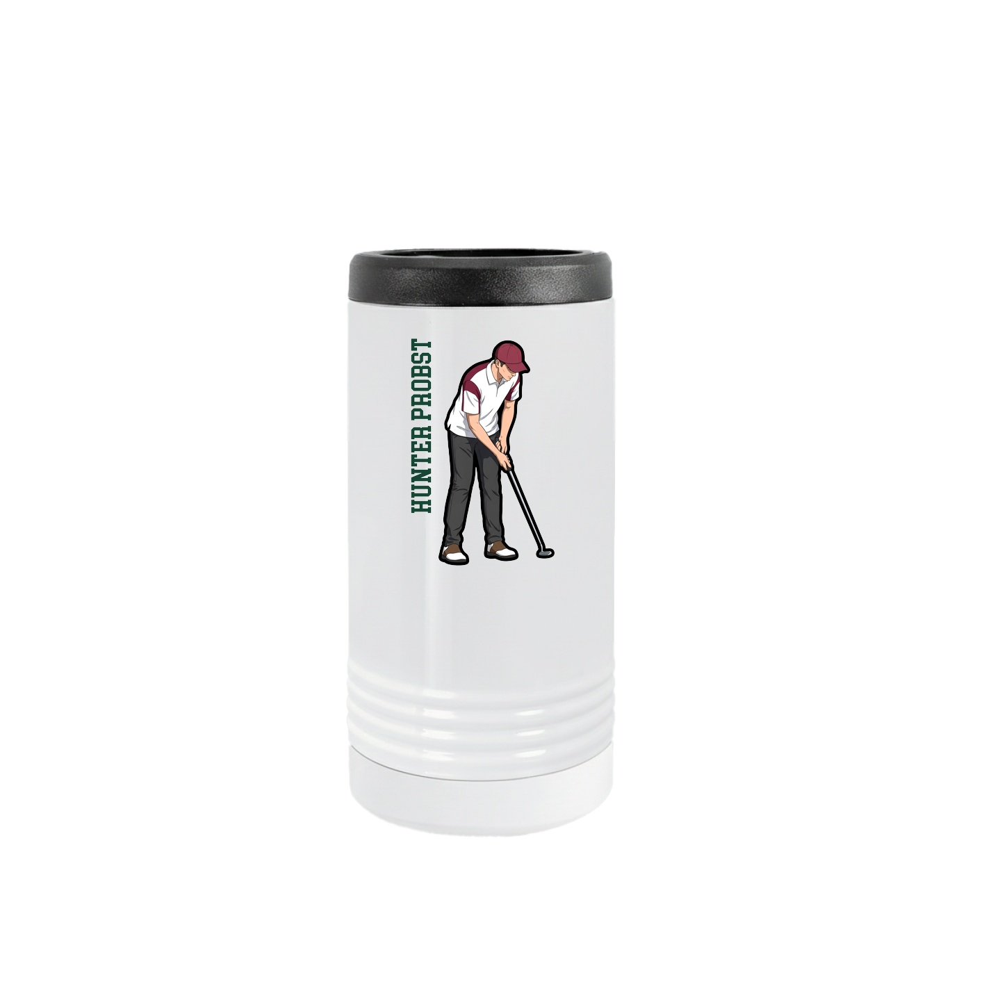 Slim Beverage Holder — Name Vertical in White