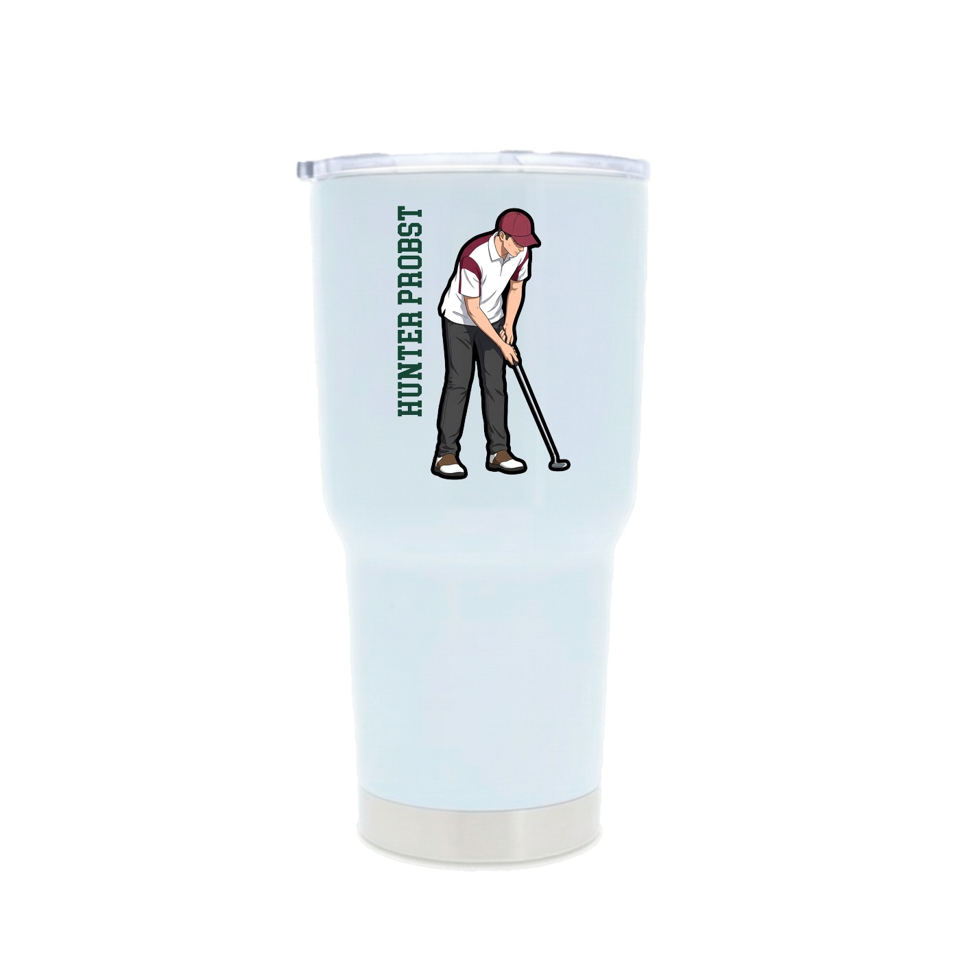 30oz Stainless Steel Tumbler — Name Vertical in White