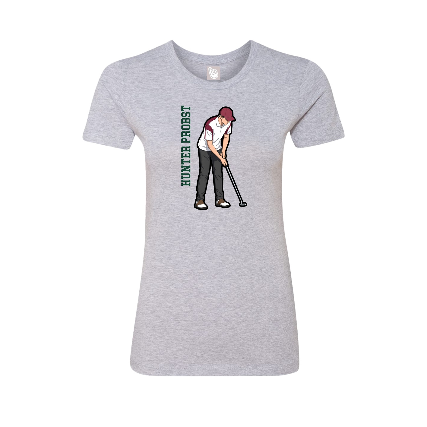 Fitted Women's Tee — Name Vertical in Grey