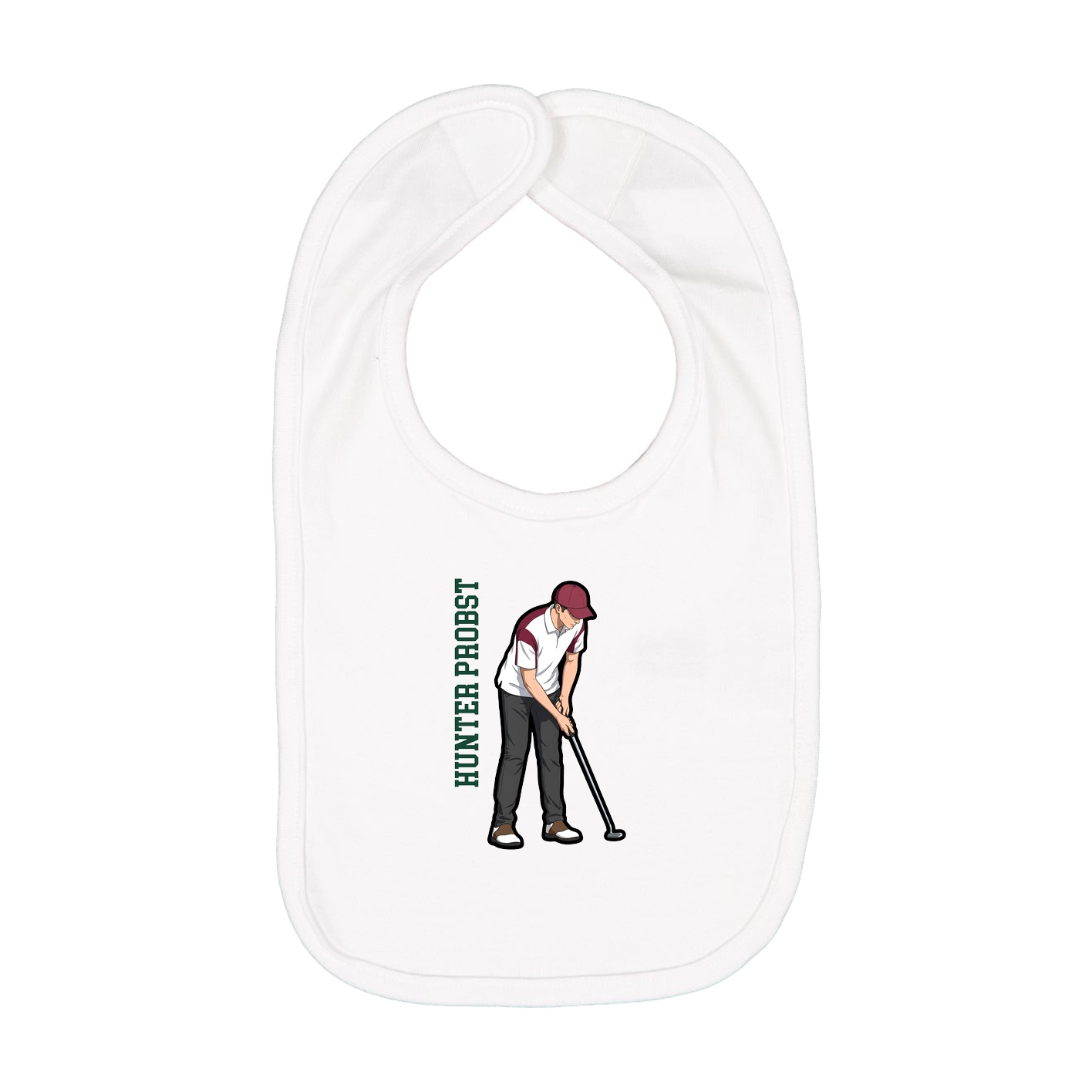 Infant Bib — Name Vertical in White