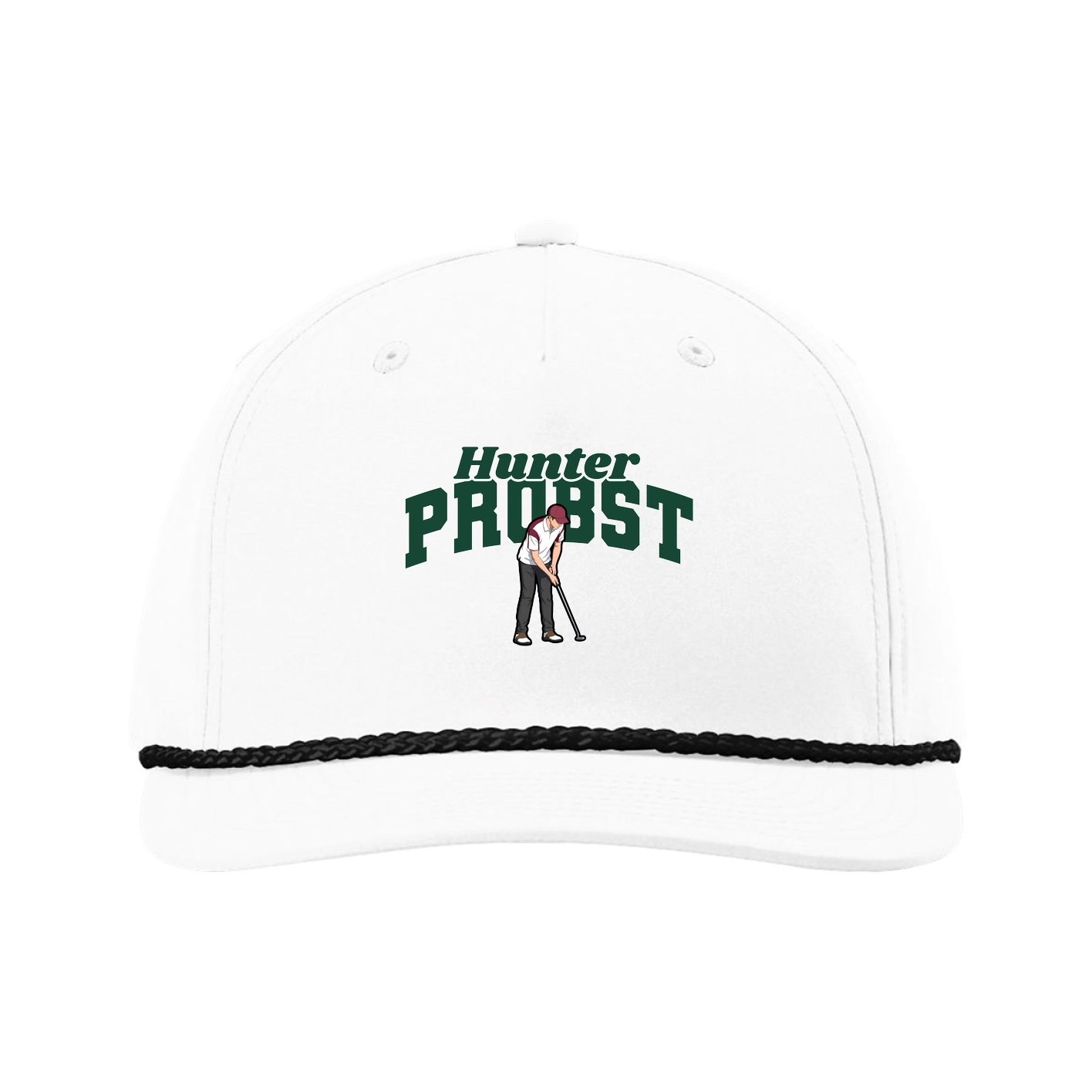 Five-Panel Classic Rope Cap — Signature Arch in White