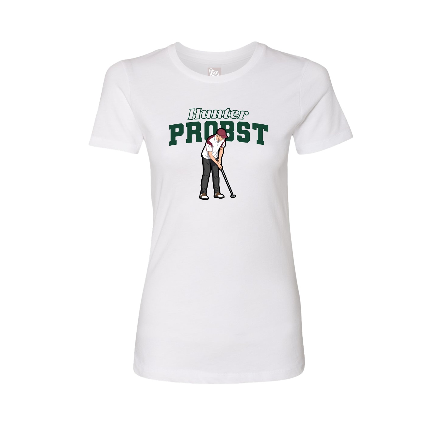 Fitted Women's Tee — Name Arch in White