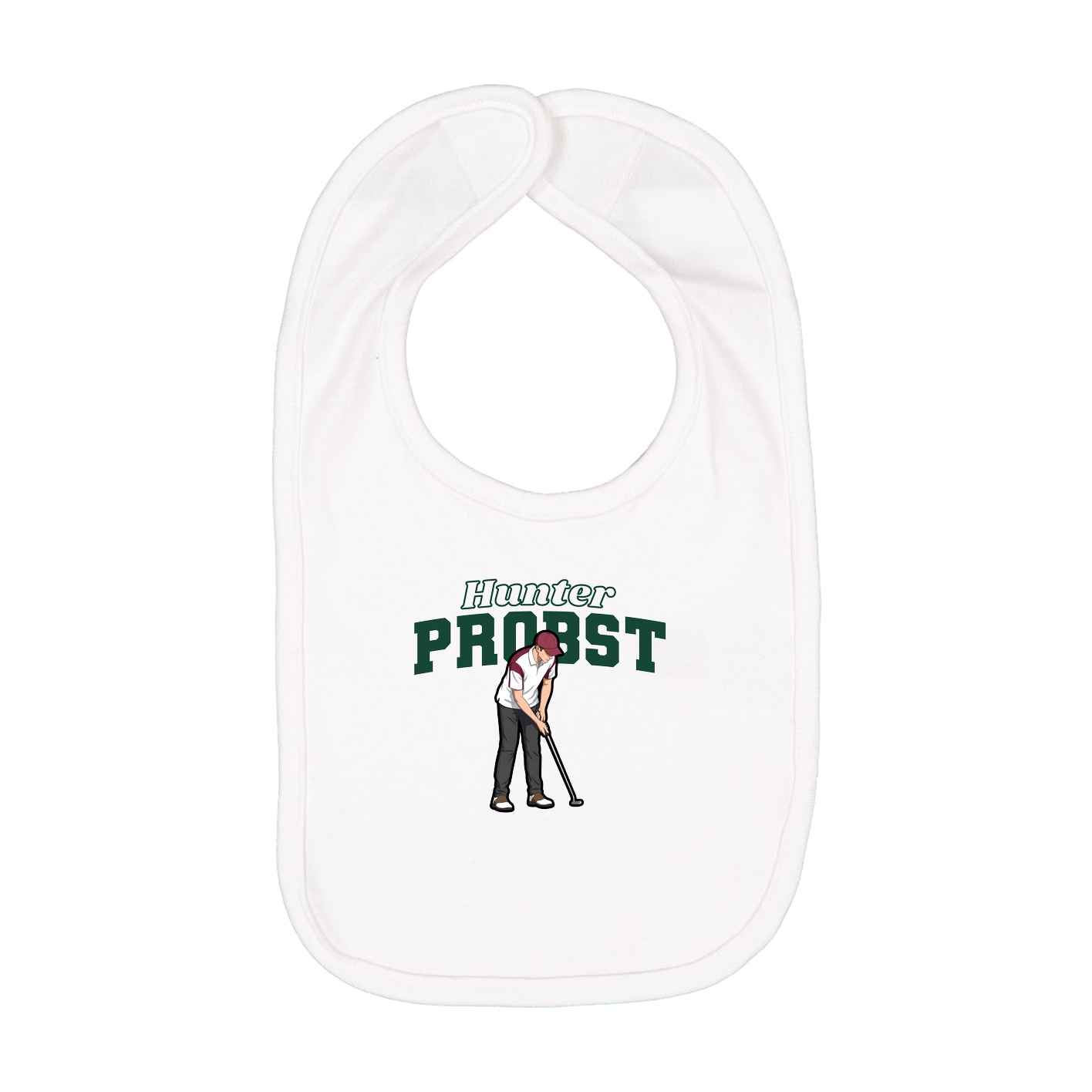 Infant Bib — Name Arch in White