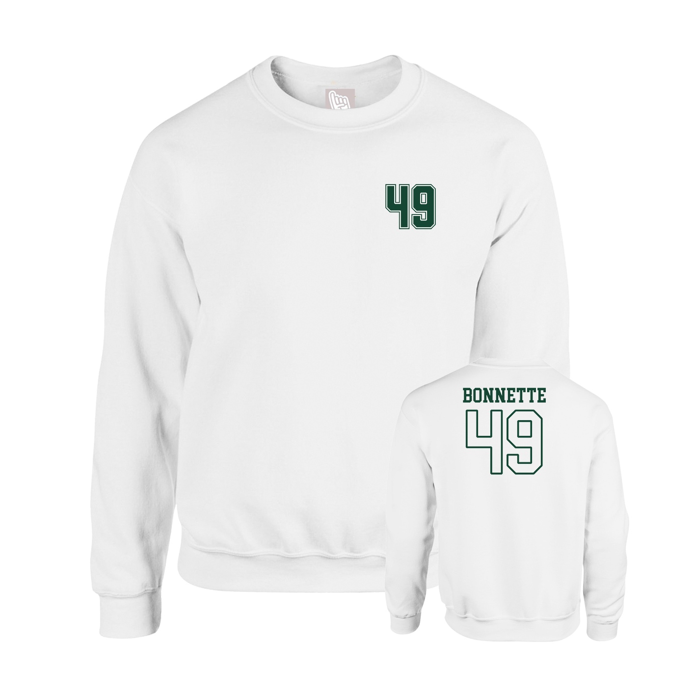 Fleece Crew — Chest Back in White