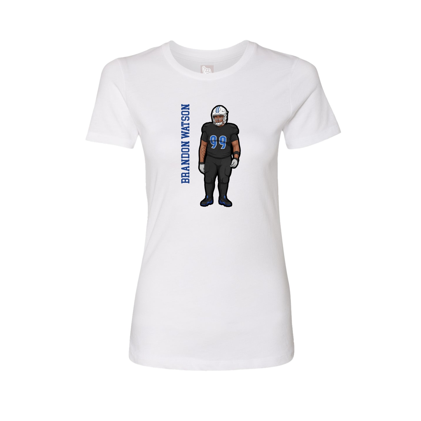 Fitted Women's Tee — Name Vertical in White