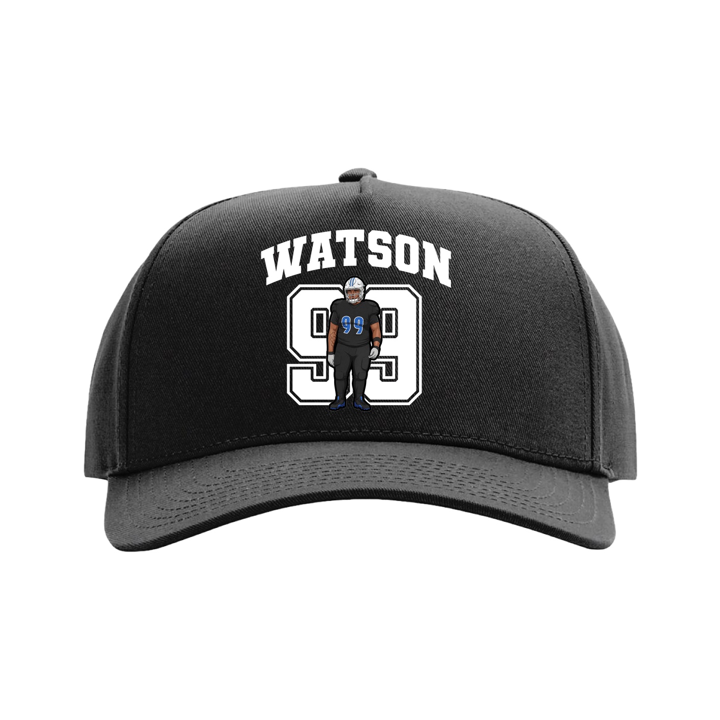 Full Fabric Five-Panel Champ Cap — Number in Black