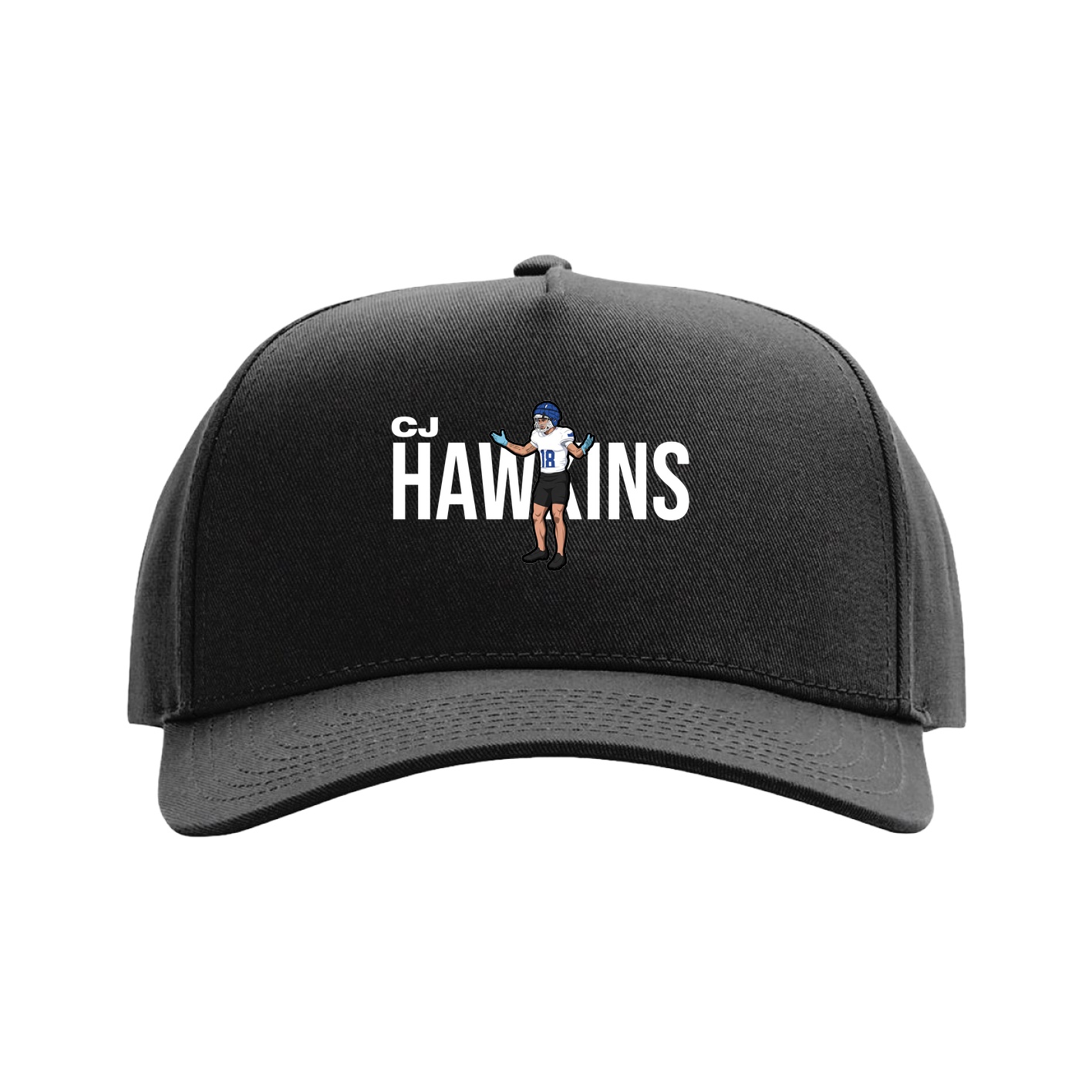 Full Fabric Five-Panel Champ Cap — Player Name in Black